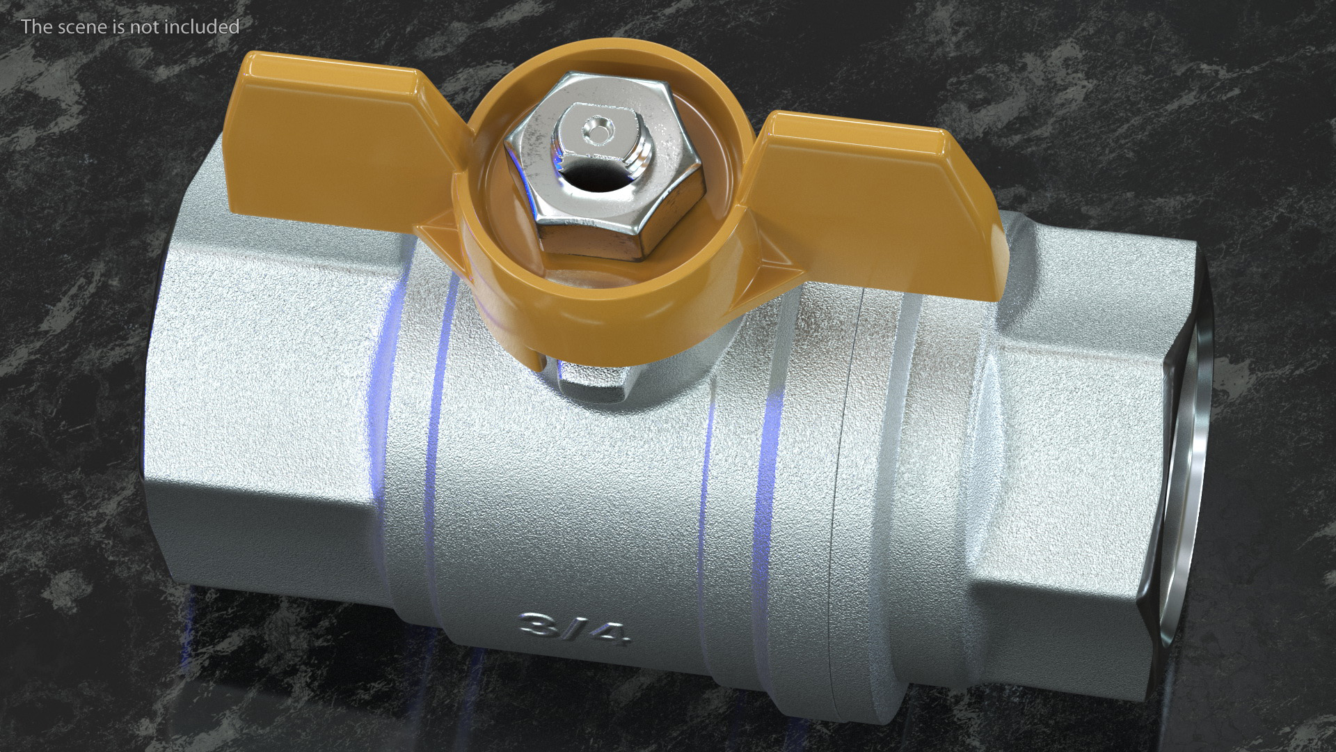 Ball Valve with Yellow Butterfly Handle 3D model