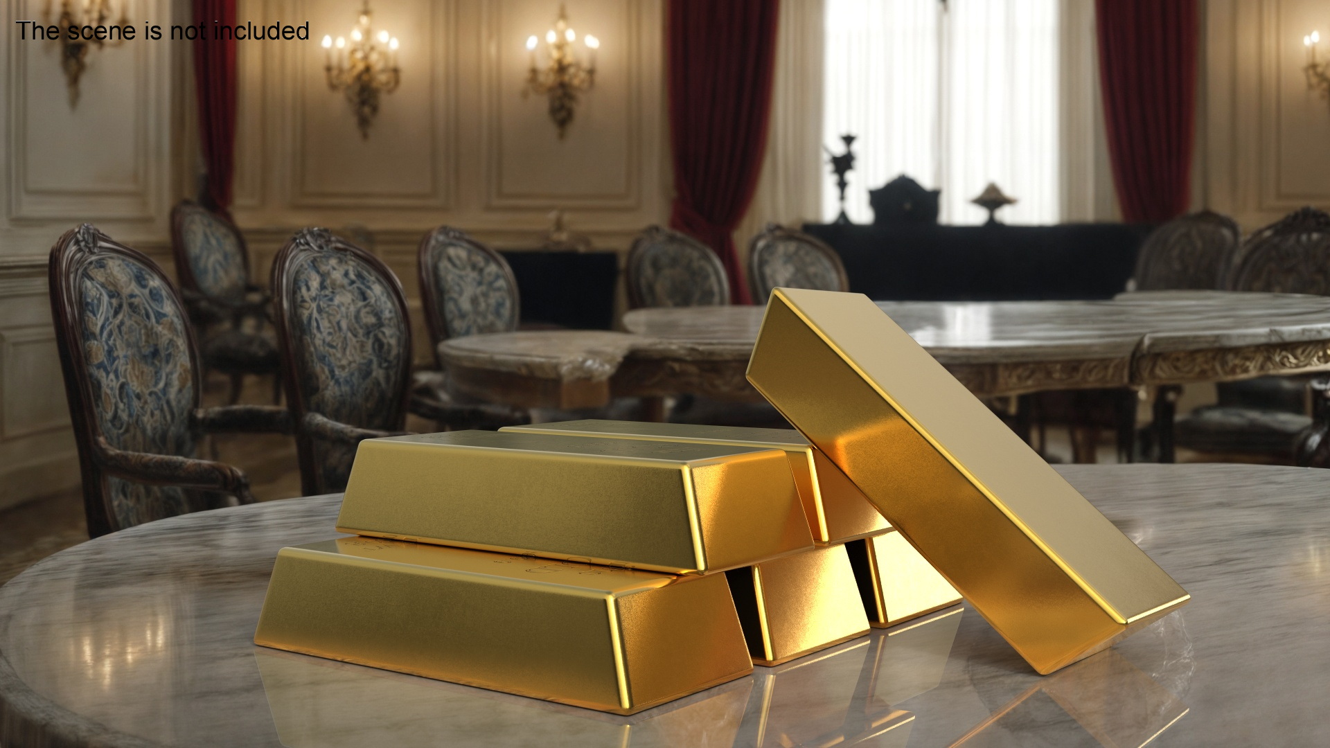 3D Gold Bullion Bars Stack model