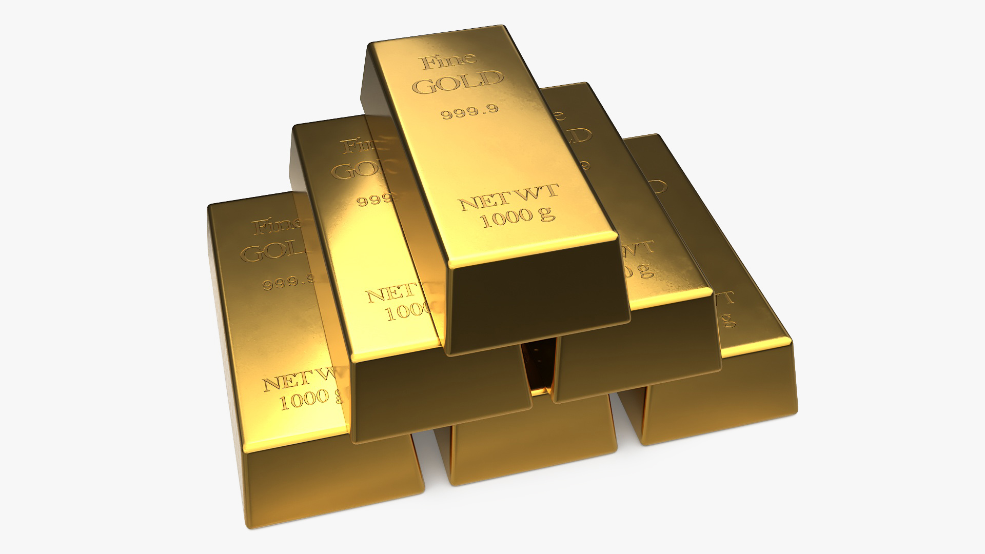 3D Gold Bullion Bars Stack model