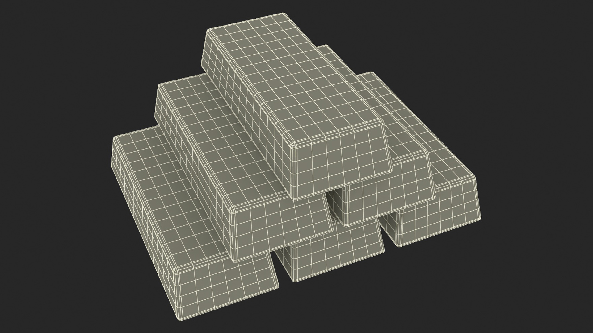 3D Gold Bullion Bars Stack model