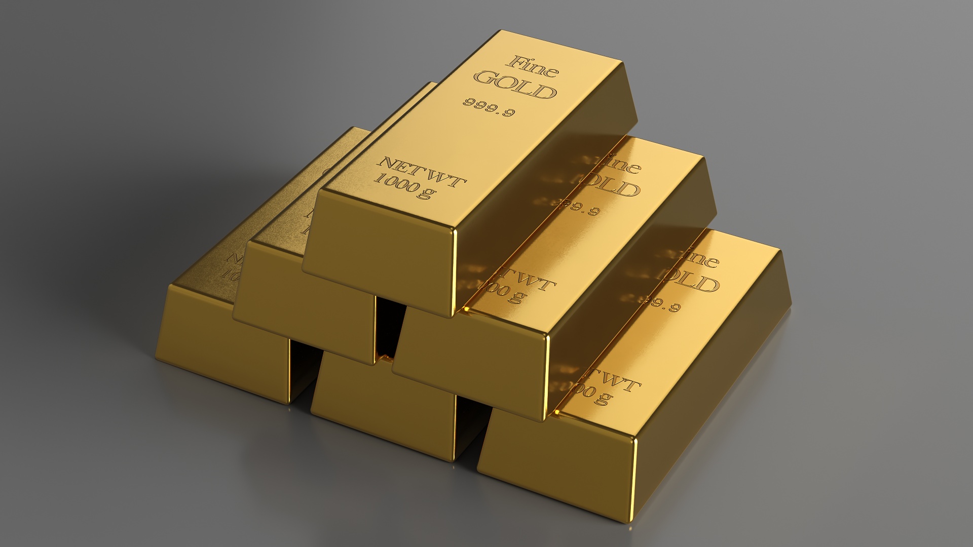 3D Gold Bullion Bars Stack model