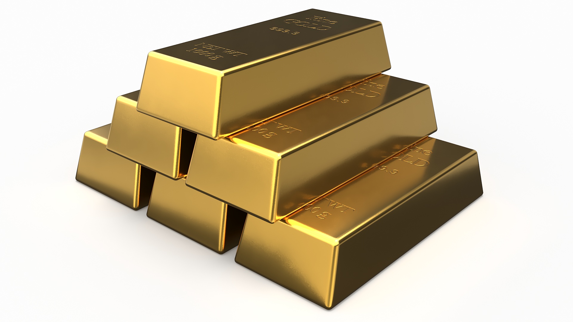 3D Gold Bullion Bars Stack model