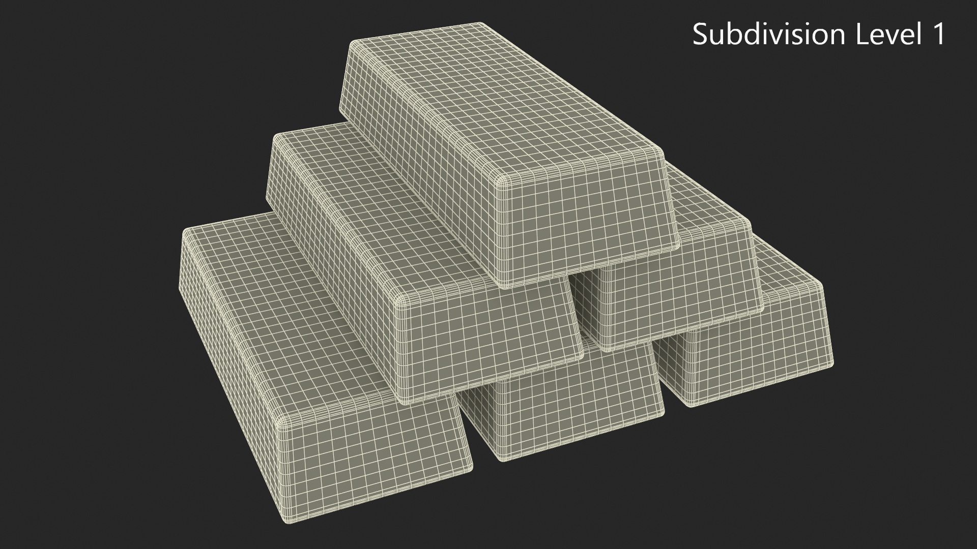 3D Gold Bullion Bars Stack model