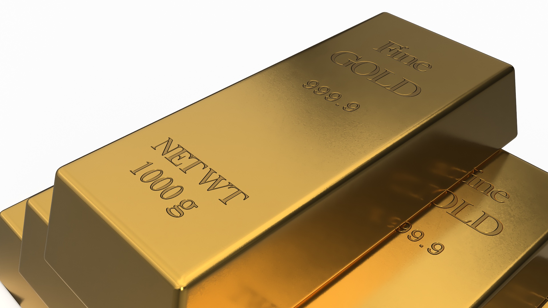 3D Gold Bullion Bars Stack model