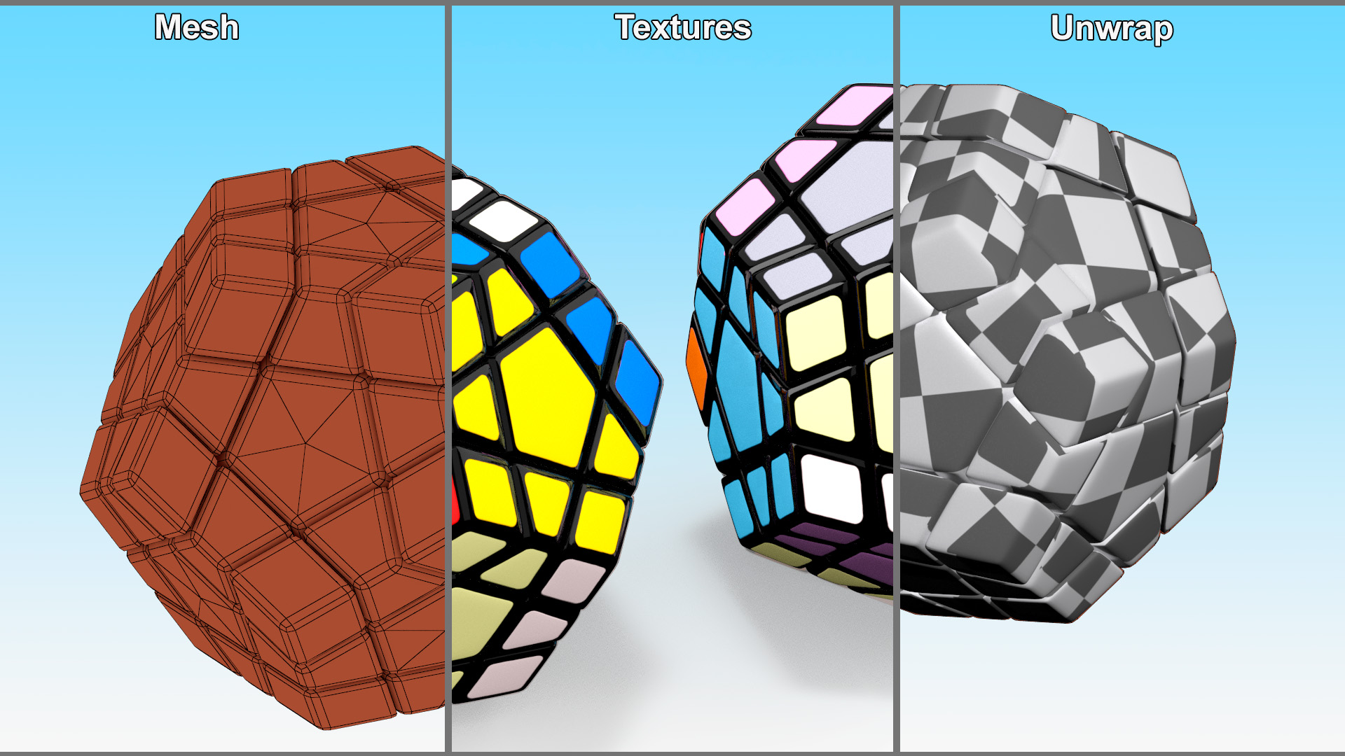 Puzzle Toy Rubiks Megaminx Randomized Colors 3D model