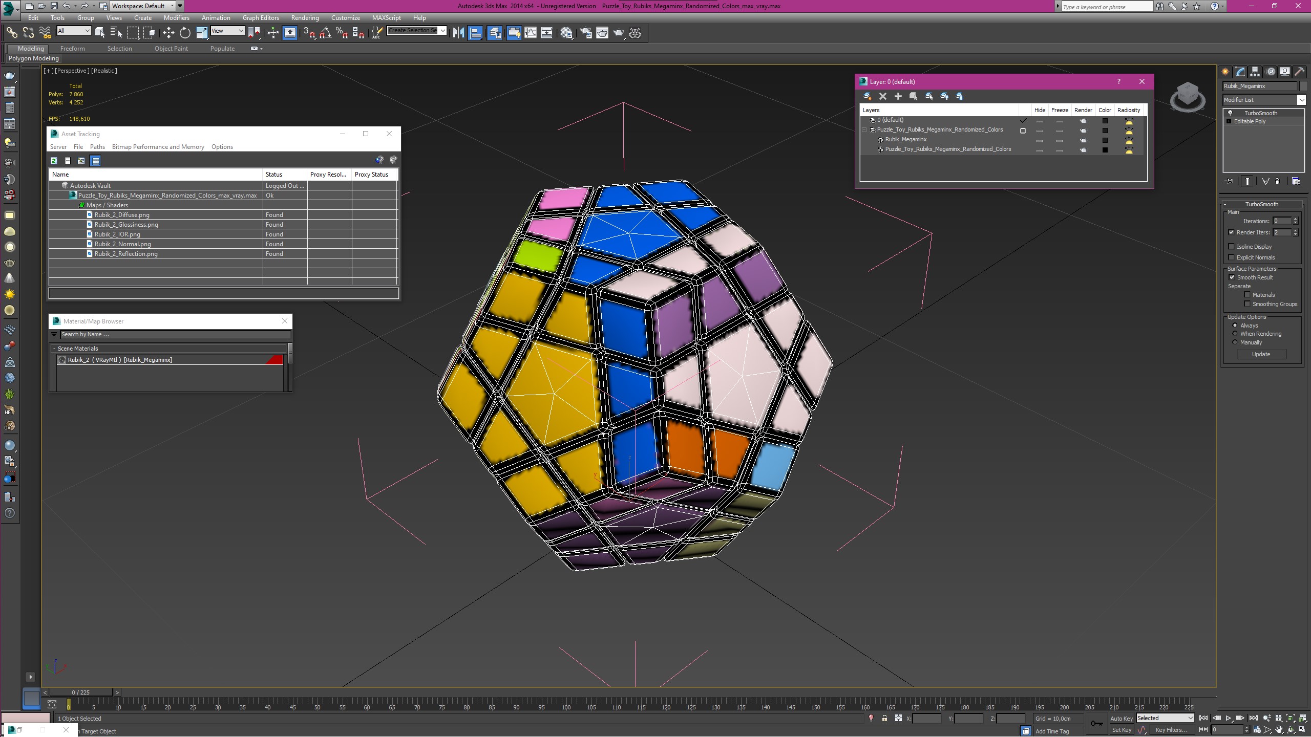 Puzzle Toy Rubiks Megaminx Randomized Colors 3D model
