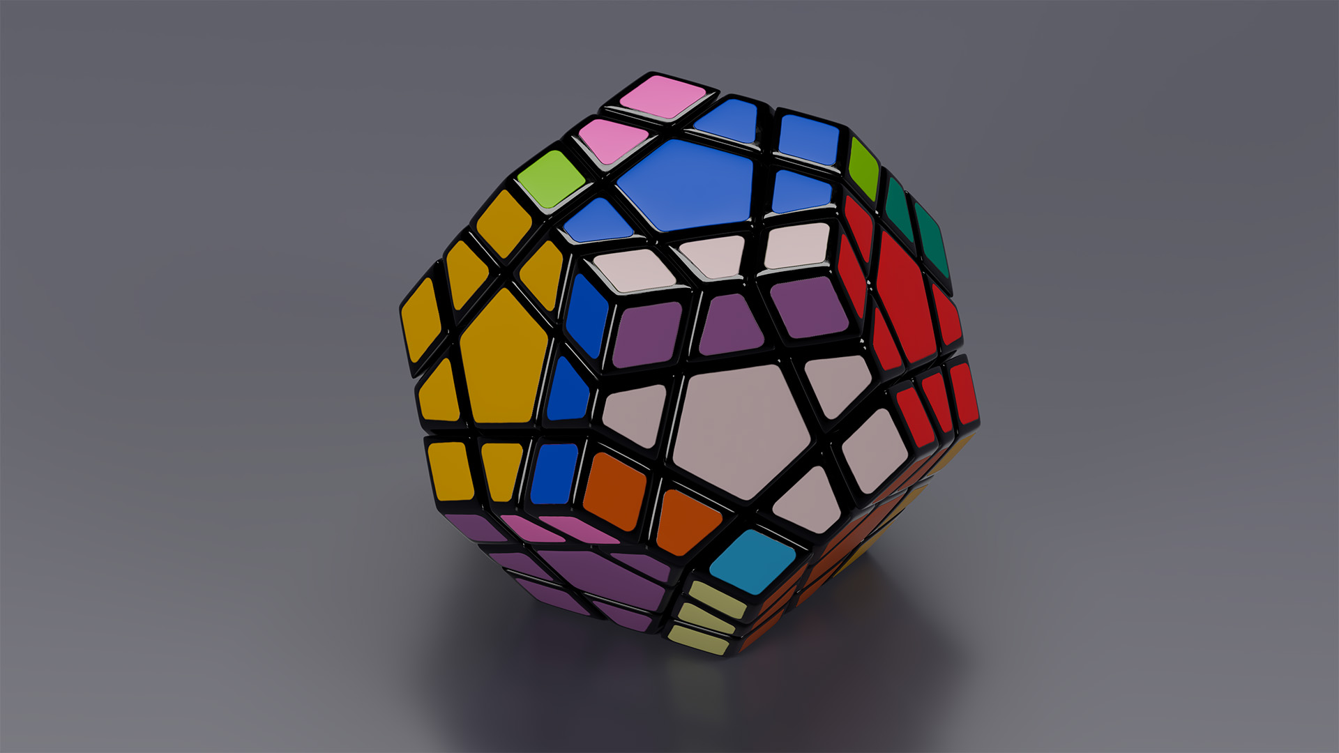 Puzzle Toy Rubiks Megaminx Randomized Colors 3D model