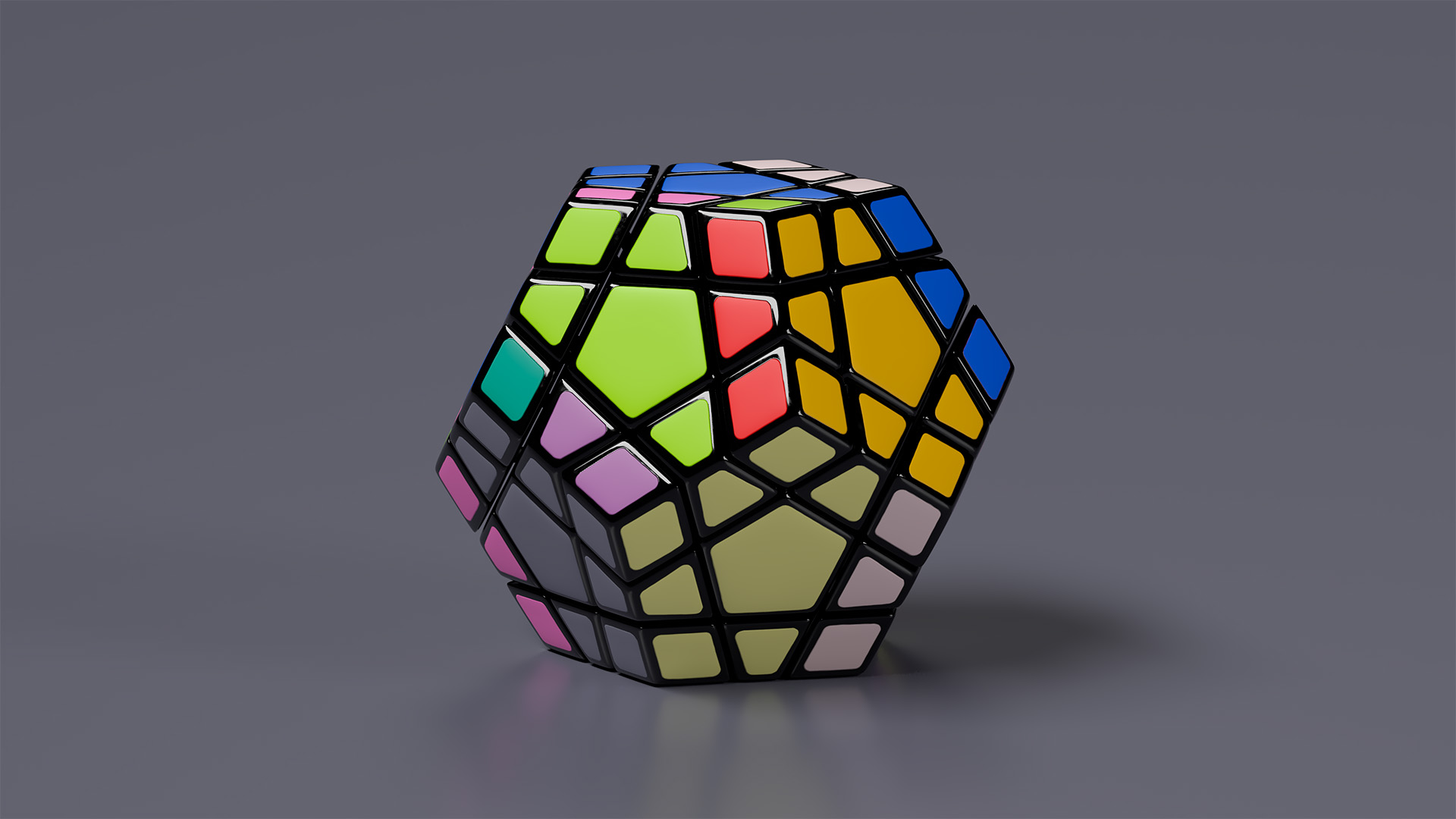 Puzzle Toy Rubiks Megaminx Randomized Colors 3D model