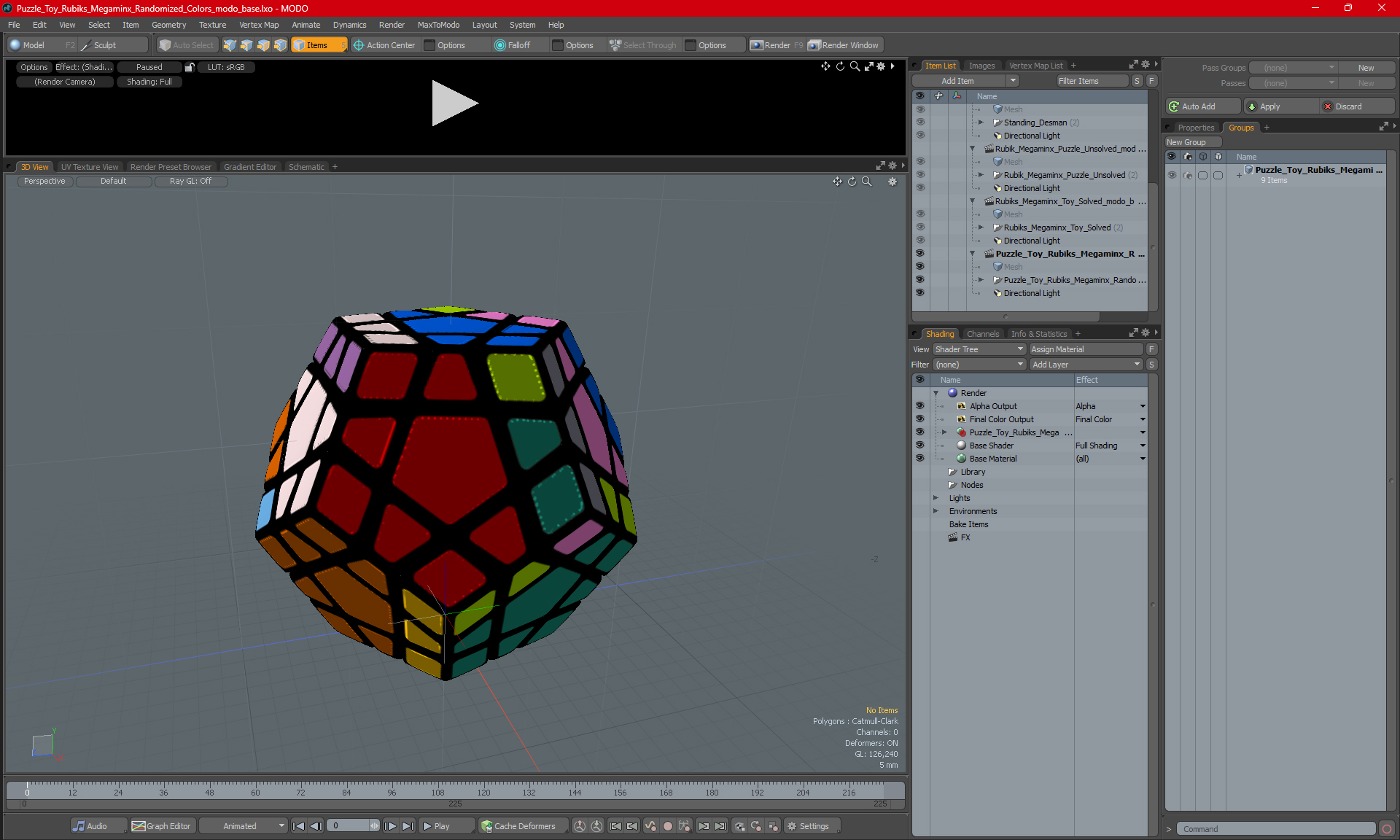 Puzzle Toy Rubiks Megaminx Randomized Colors 3D model