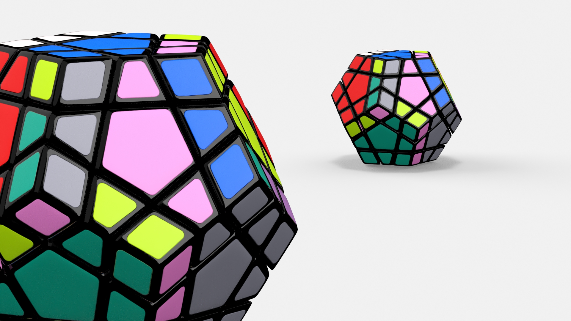 Puzzle Toy Rubiks Megaminx Randomized Colors 3D model
