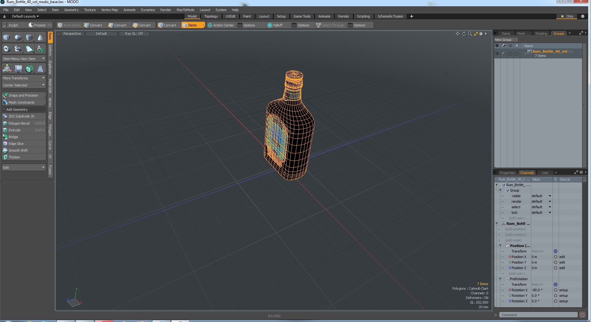 Rum Bottle 40 vol 3D
