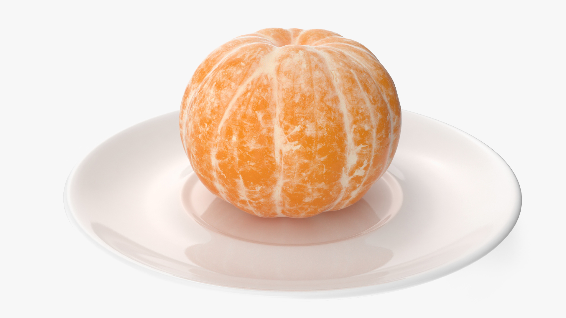 Peeled Tangerine Fruit on White Plate 3D