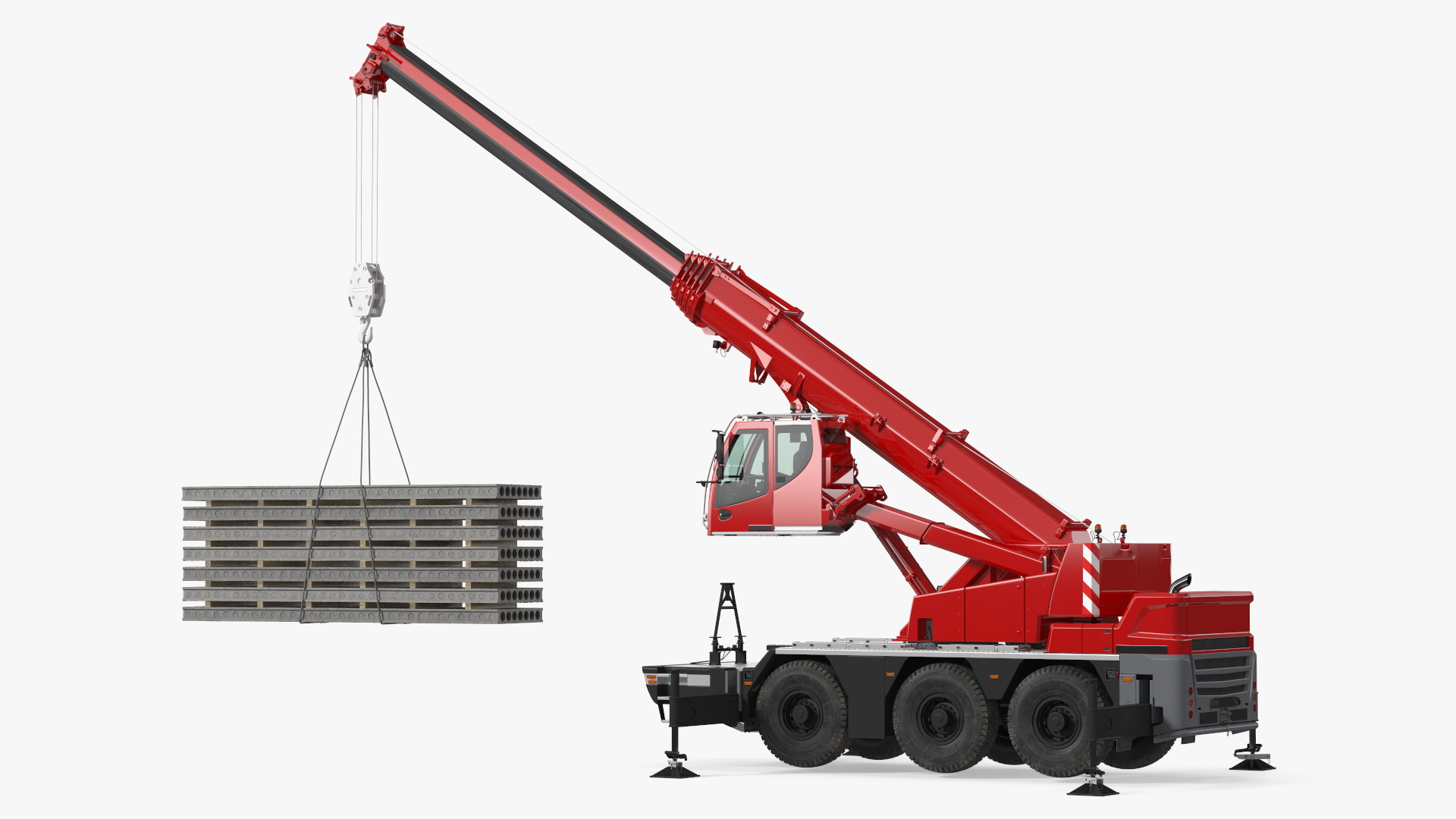 Mobile Crane With Concrete Slab Rigged for Maya 3D