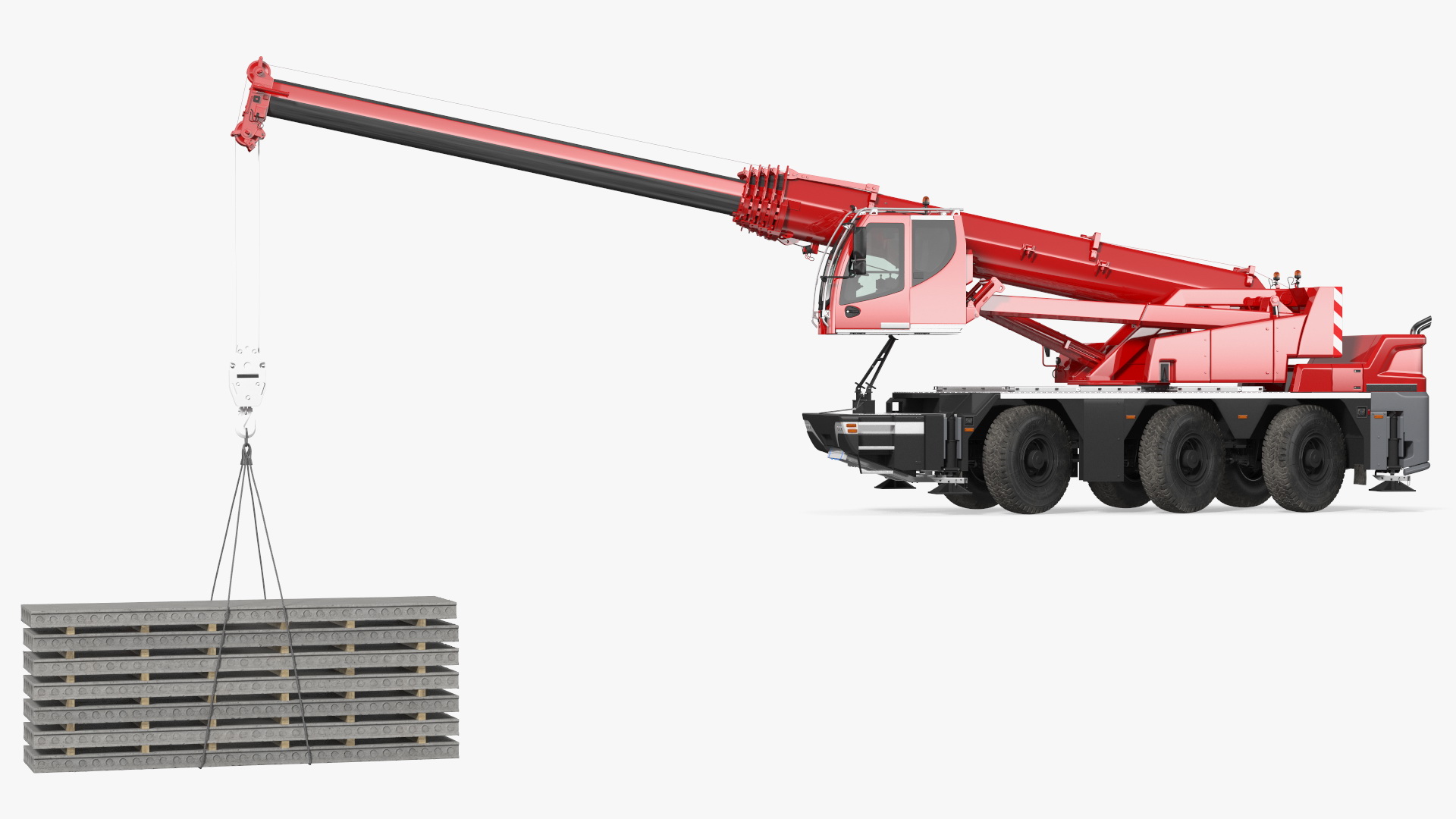 Mobile Crane With Concrete Slab Rigged for Maya 3D