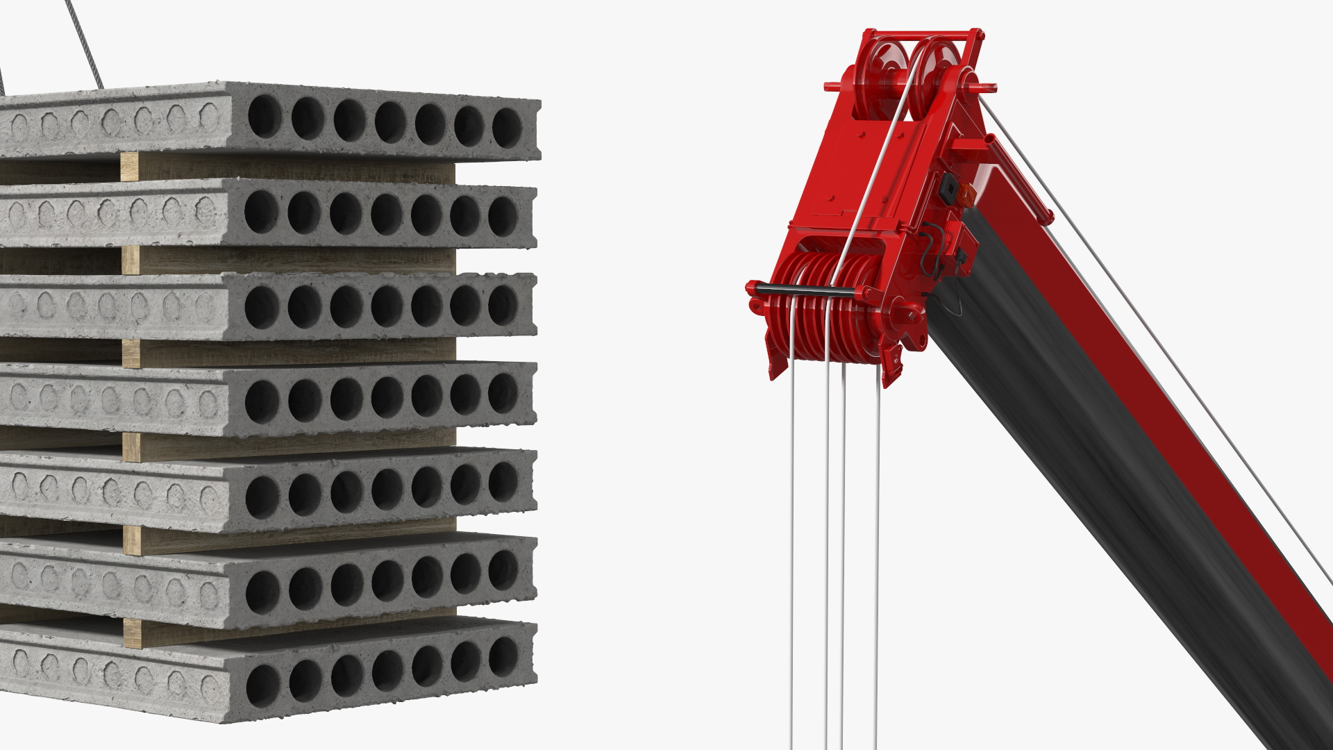 Mobile Crane With Concrete Slab Rigged for Maya 3D