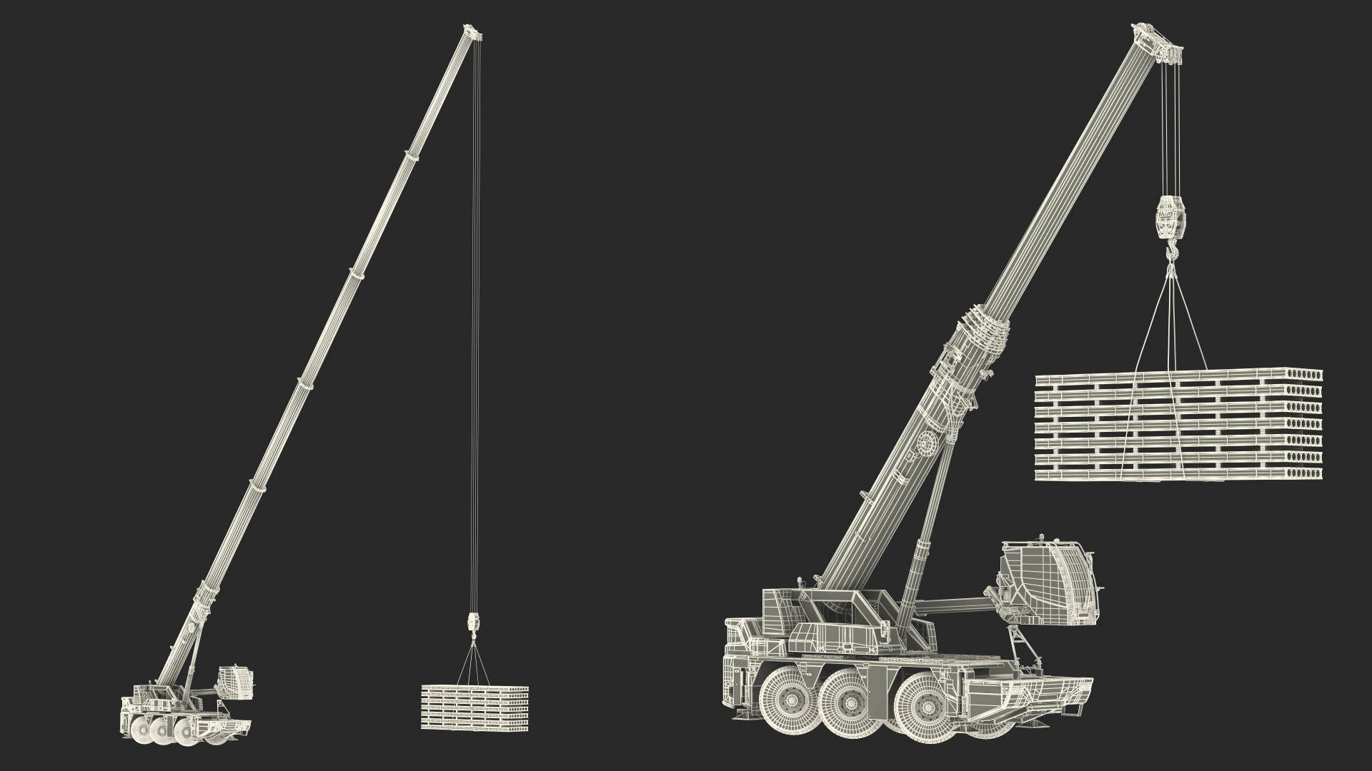 Mobile Crane With Concrete Slab Rigged for Maya 3D