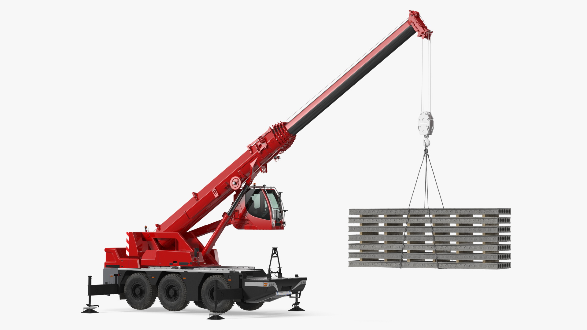 Mobile Crane With Concrete Slab Rigged for Maya 3D
