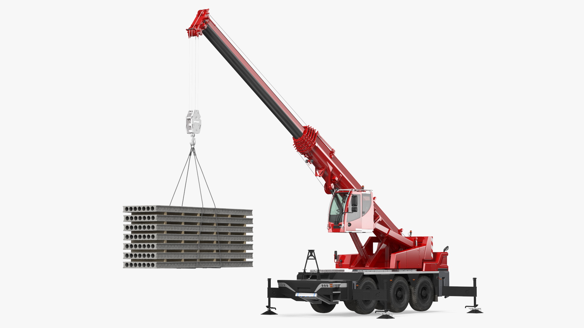 Mobile Crane With Concrete Slab Rigged for Maya 3D