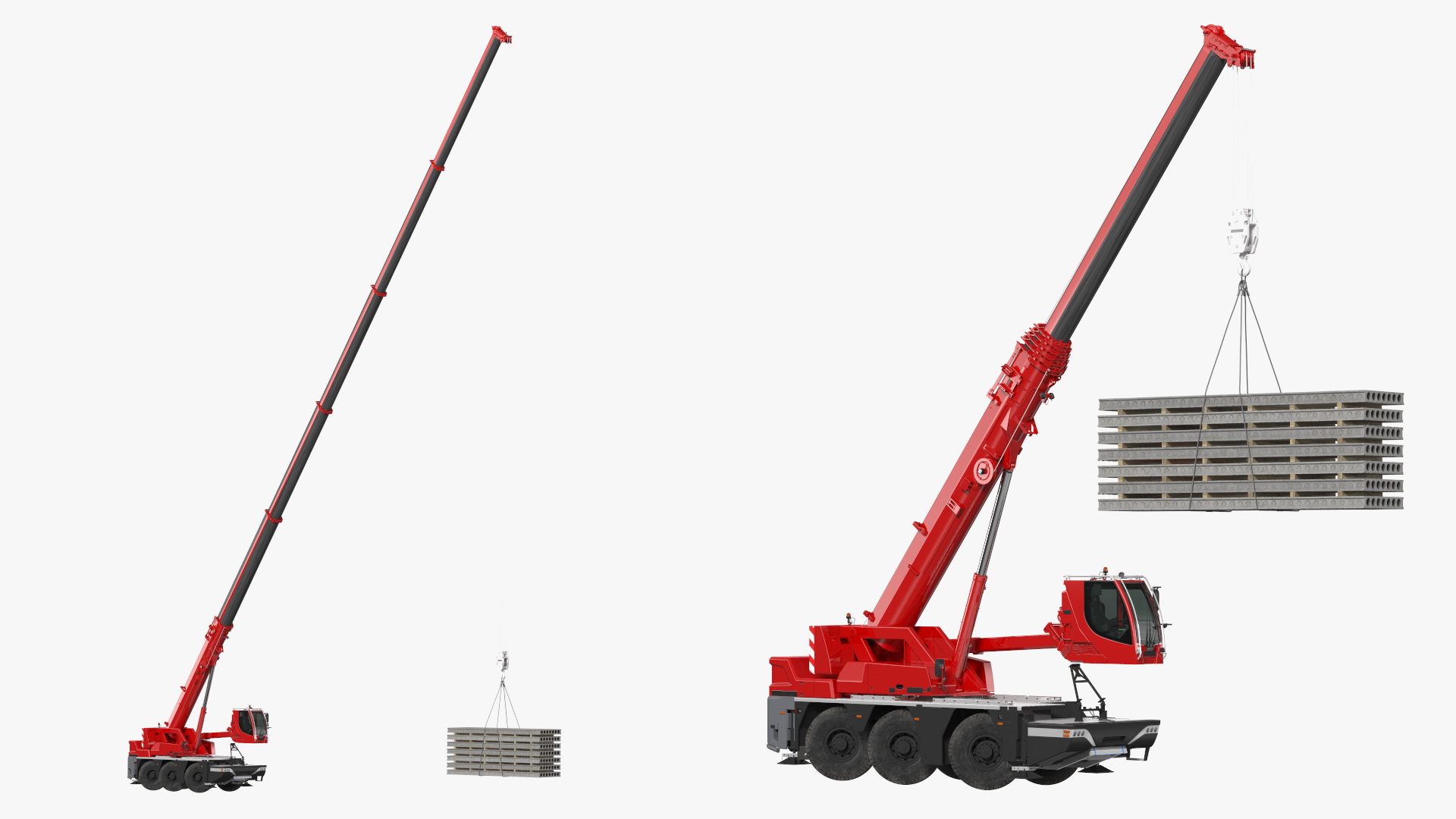 Mobile Crane With Concrete Slab Rigged for Maya 3D