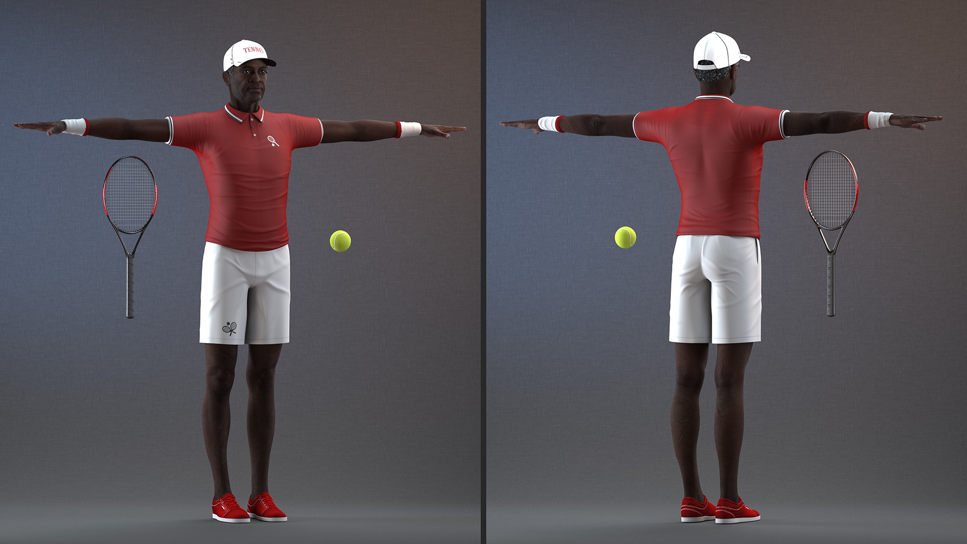 3D model Afro American Grandpa Tennis Style Rigged for Cinema 4D