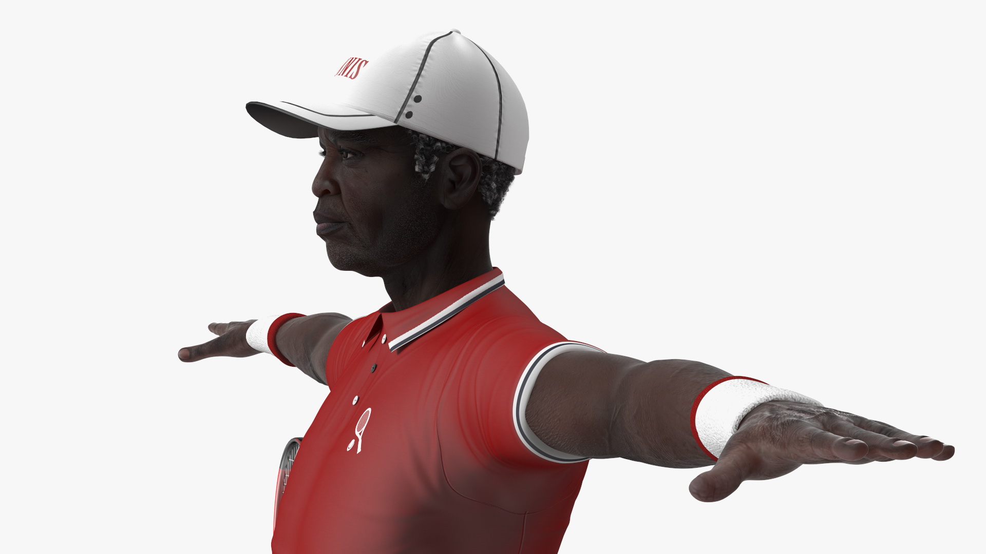 3D model Afro American Grandpa Tennis Style Rigged for Cinema 4D