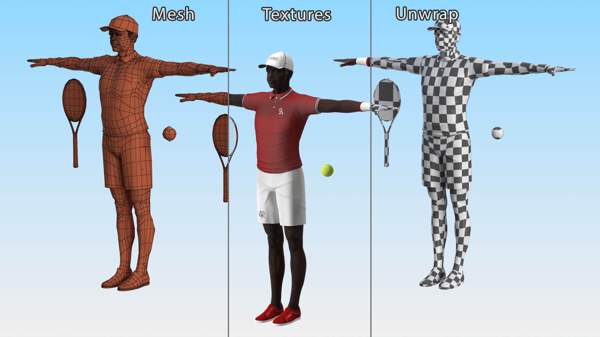 3D model Afro American Grandpa Tennis Style Rigged for Cinema 4D
