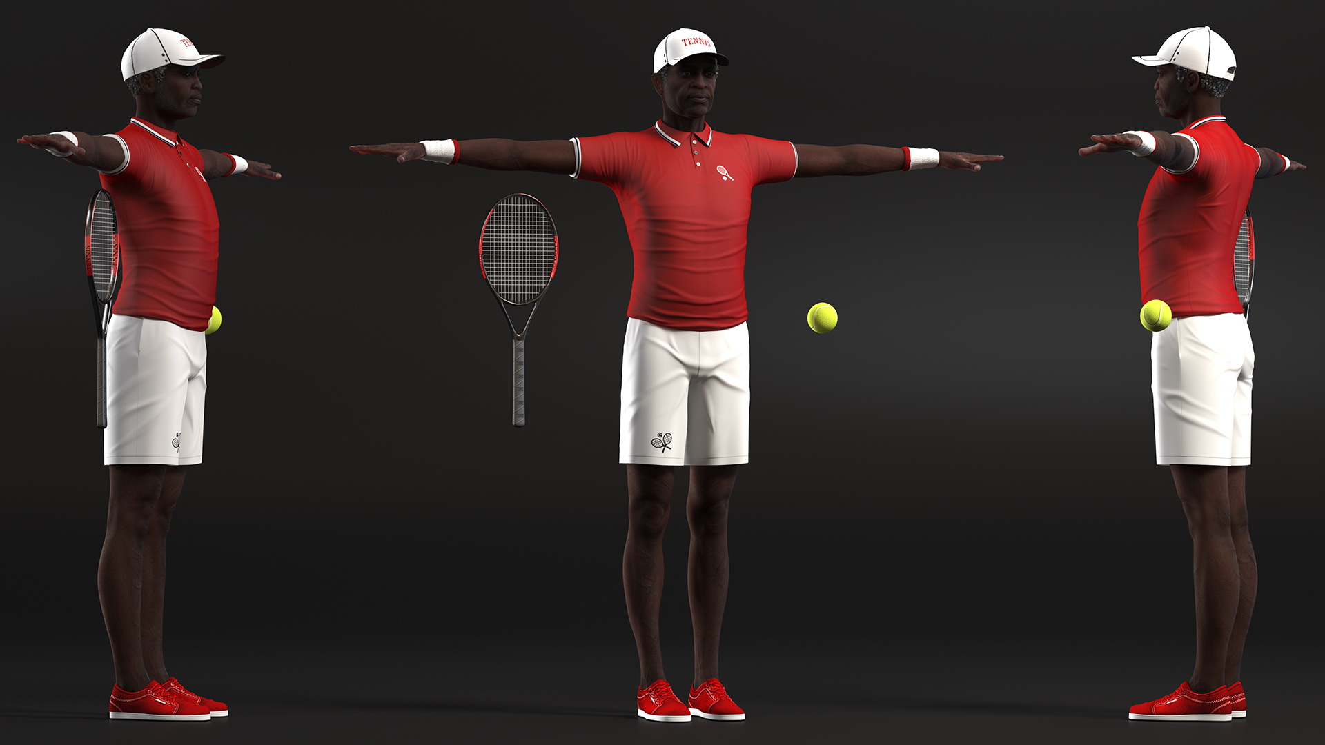 3D model Afro American Grandpa Tennis Style Rigged for Cinema 4D
