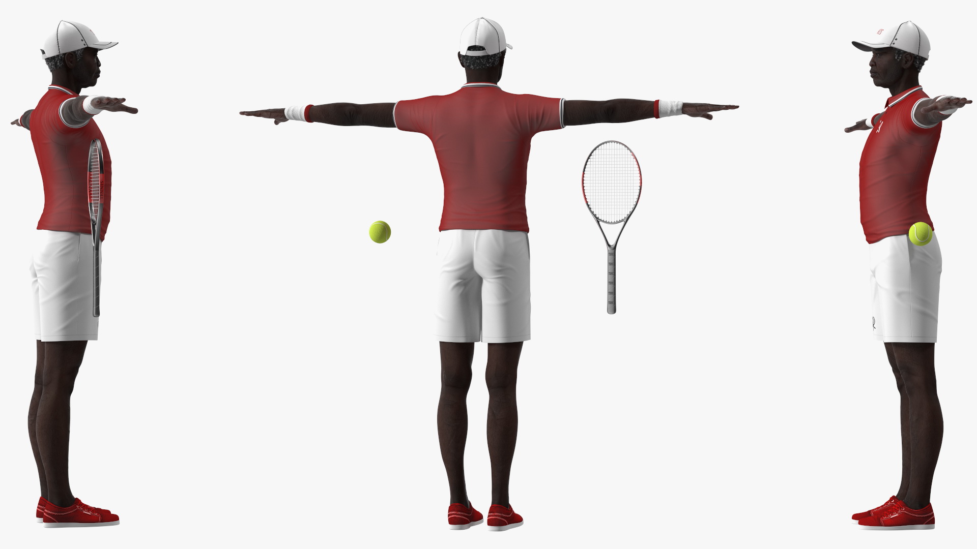3D model Afro American Grandpa Tennis Style Rigged for Cinema 4D