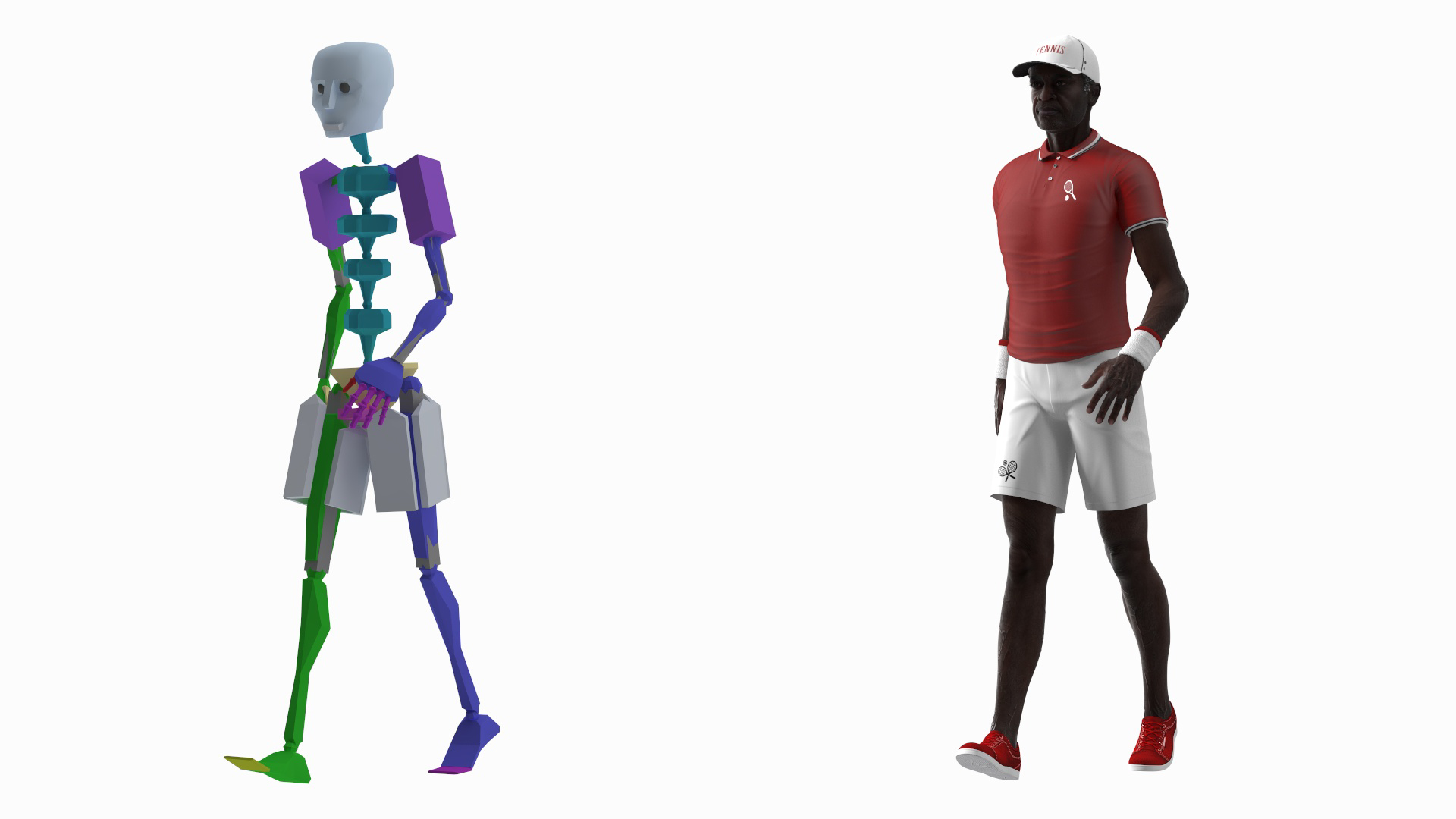 3D model Afro American Grandpa Tennis Style Rigged for Cinema 4D