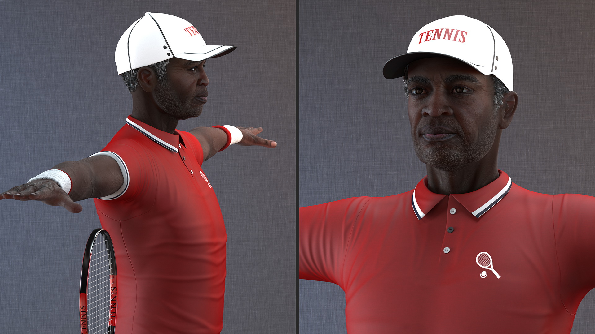 3D model Afro American Grandpa Tennis Style Rigged for Cinema 4D