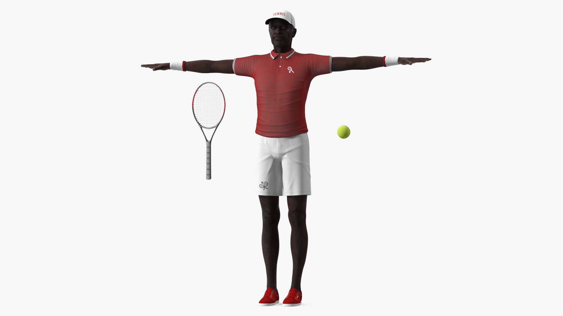 3D model Afro American Grandpa Tennis Style Rigged for Cinema 4D