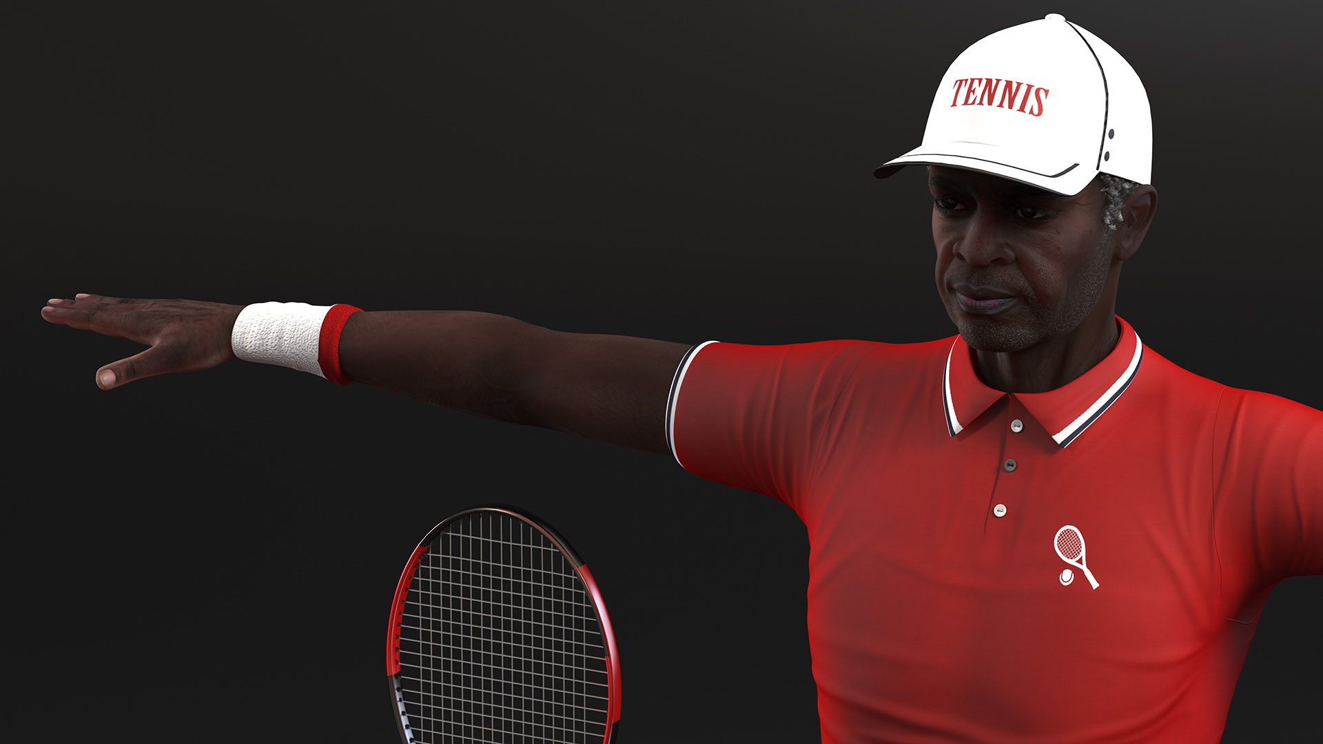 3D model Afro American Grandpa Tennis Style Rigged for Cinema 4D