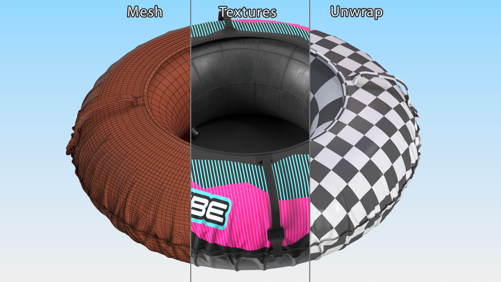 Snow Tube Sled Pink 3D model