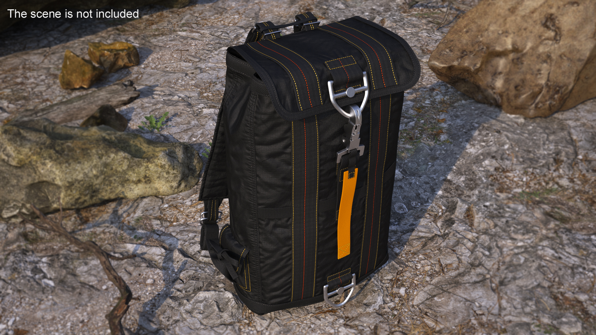 3D Parachute Pack Travel Backpack Black