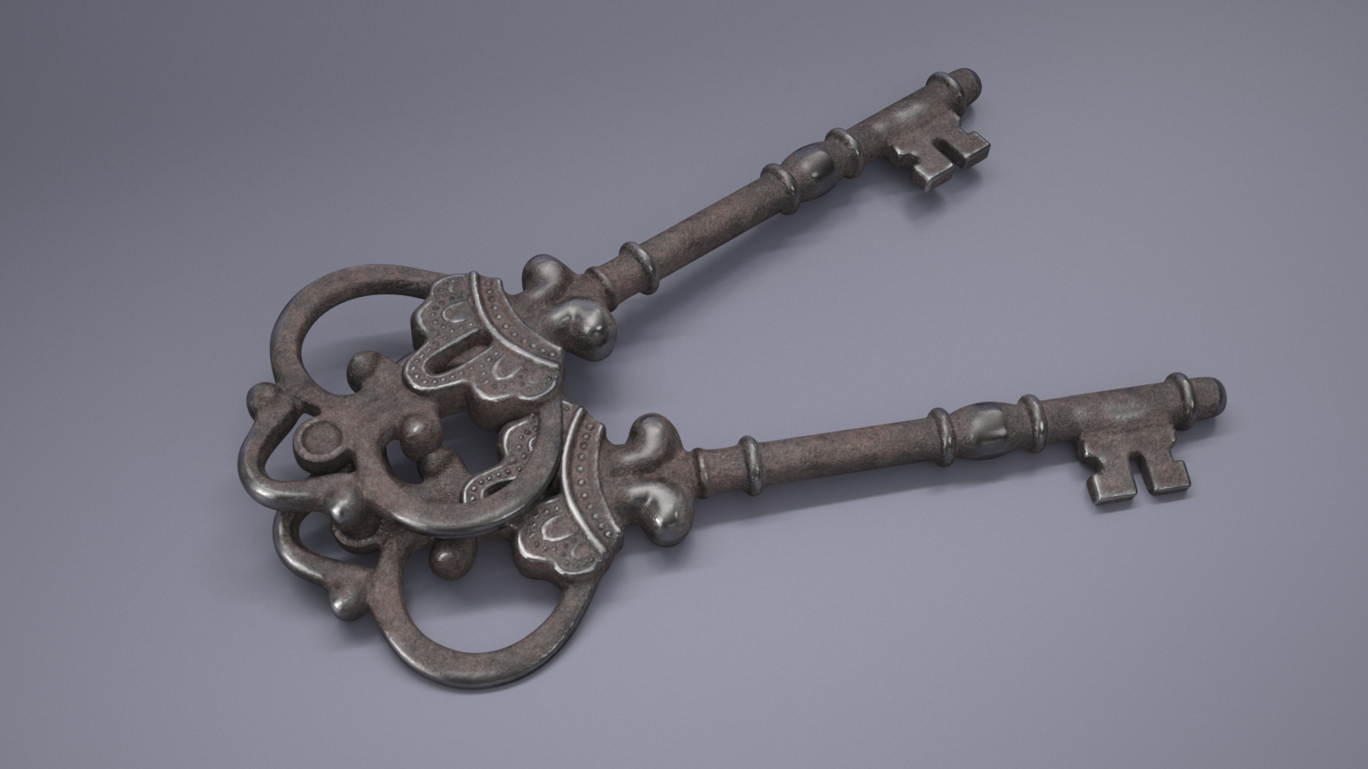 Decorative Skeleton Key Steel 3D model