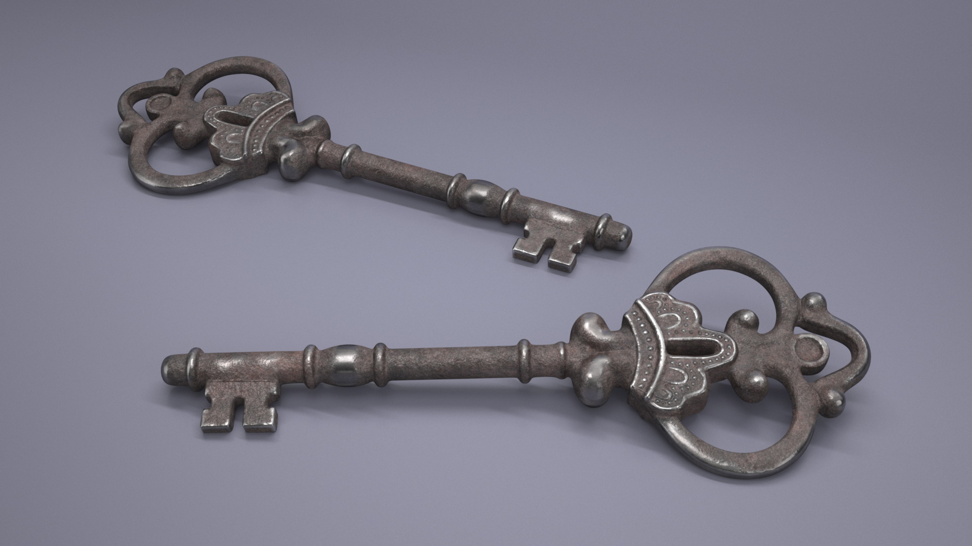 Decorative Skeleton Key Steel 3D model