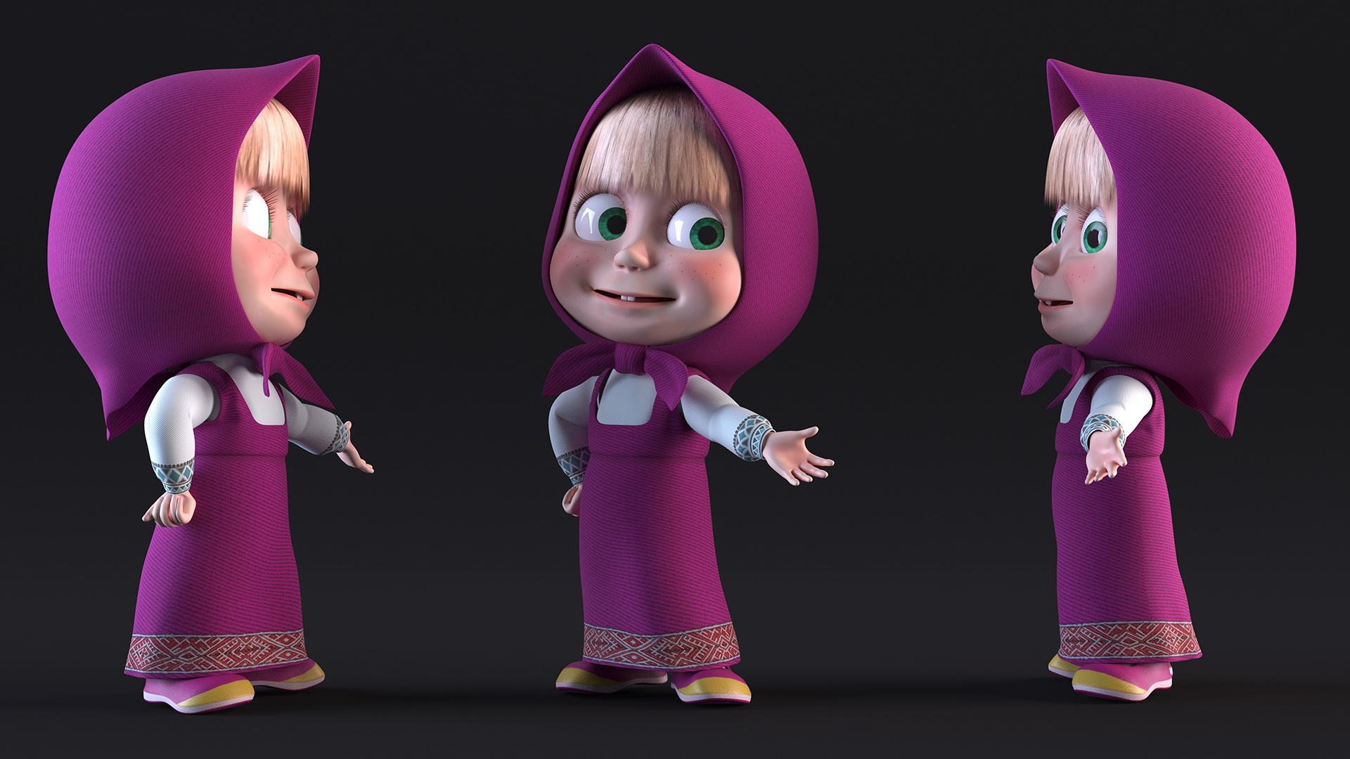 3D Children Cartoon Character Masha Standing Pose
