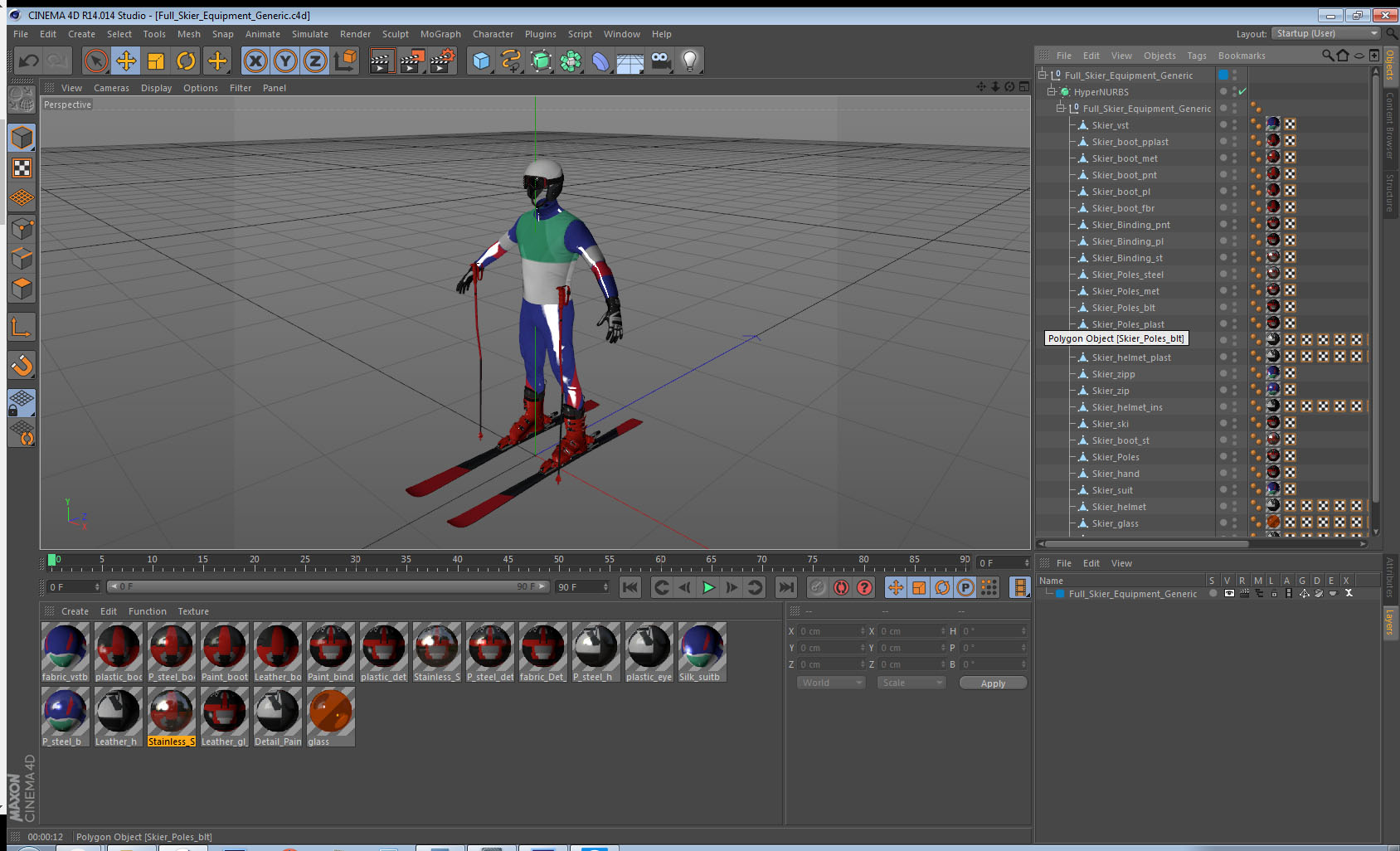 3D Full Skier Equipment Generic model