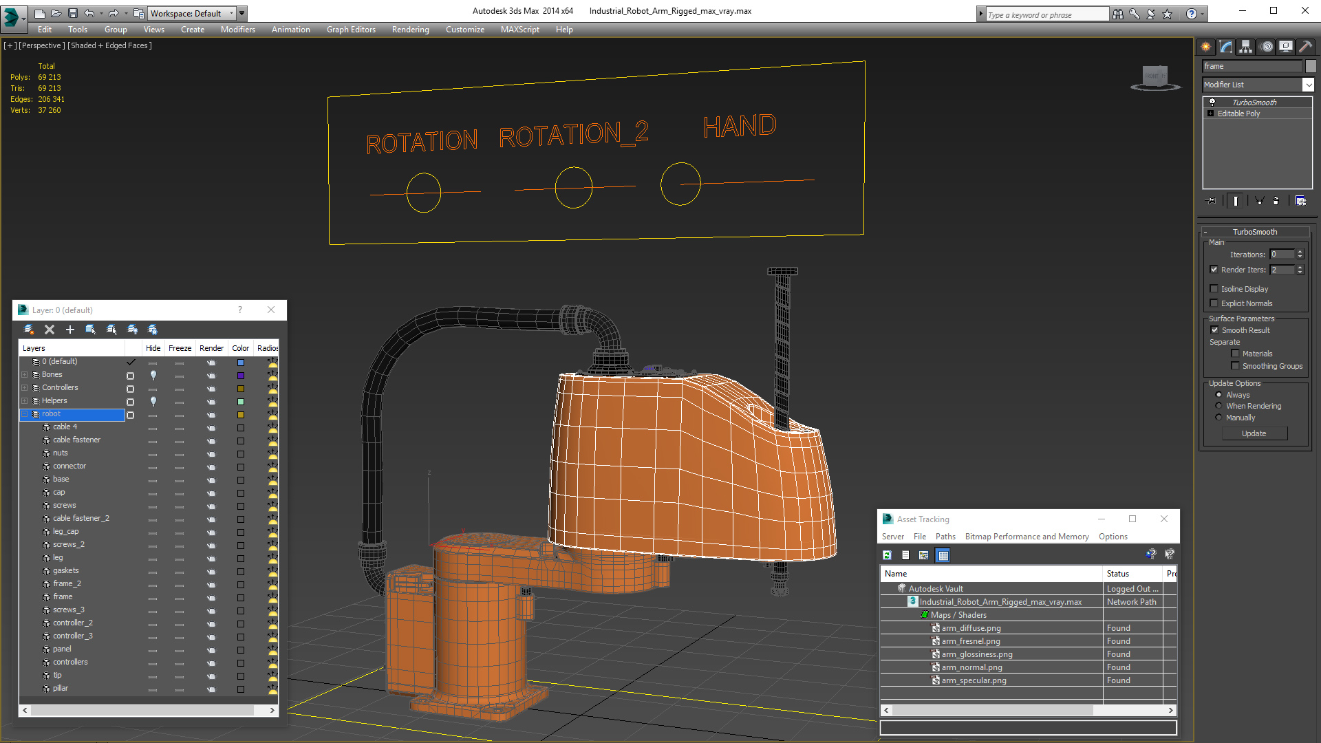 Industrial Robot Arm Rigged 3D
