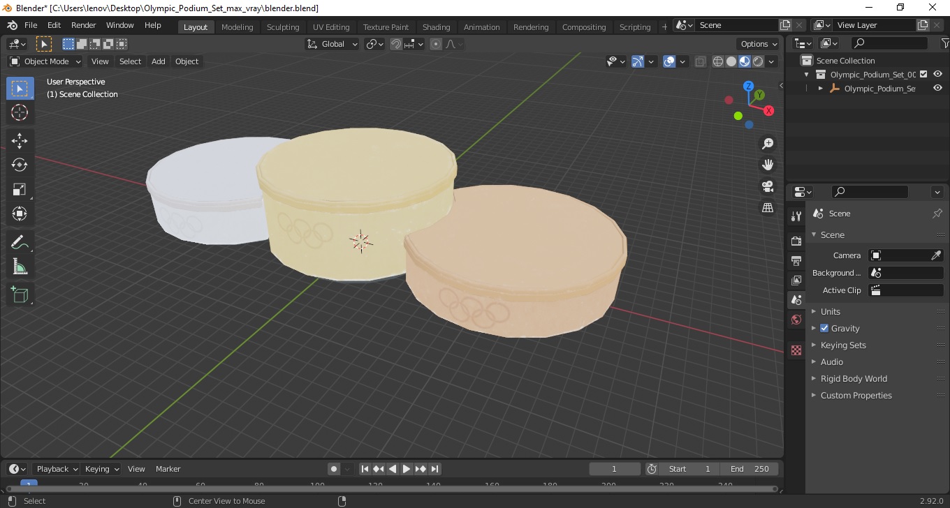 3D Olympic Podium Set model