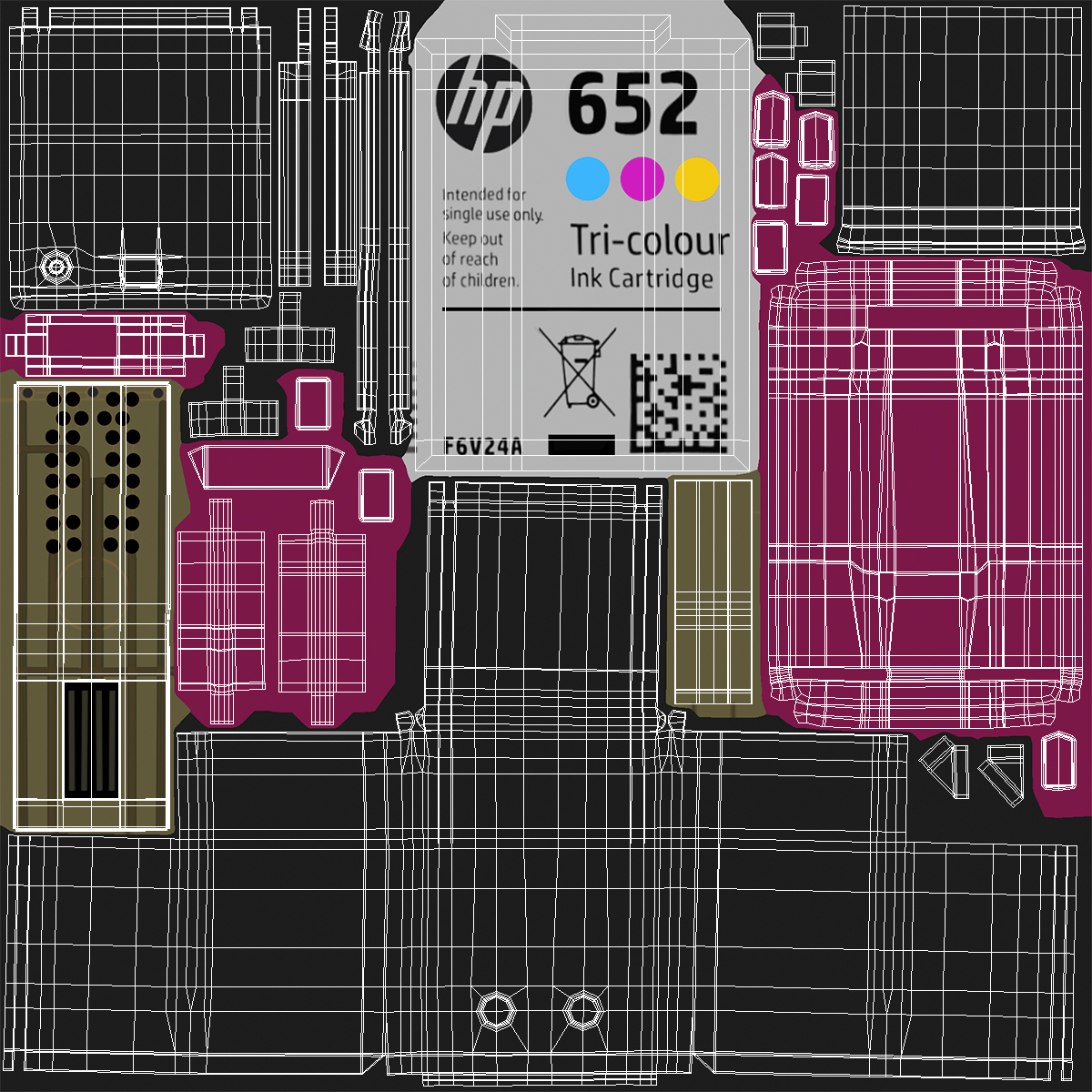 Ink Cartridge Hp 652 Tricolor 3D model