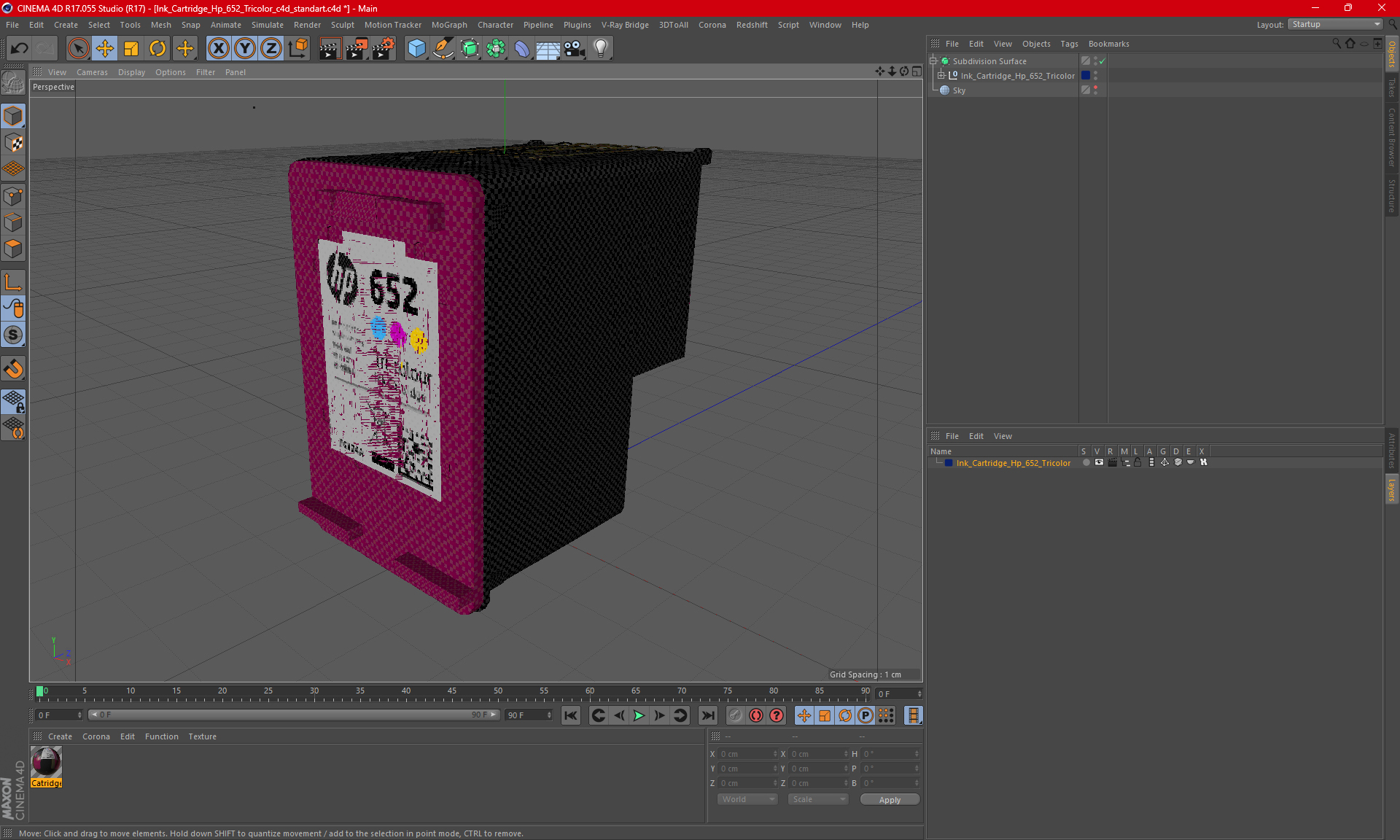 Ink Cartridge Hp 652 Tricolor 3D model