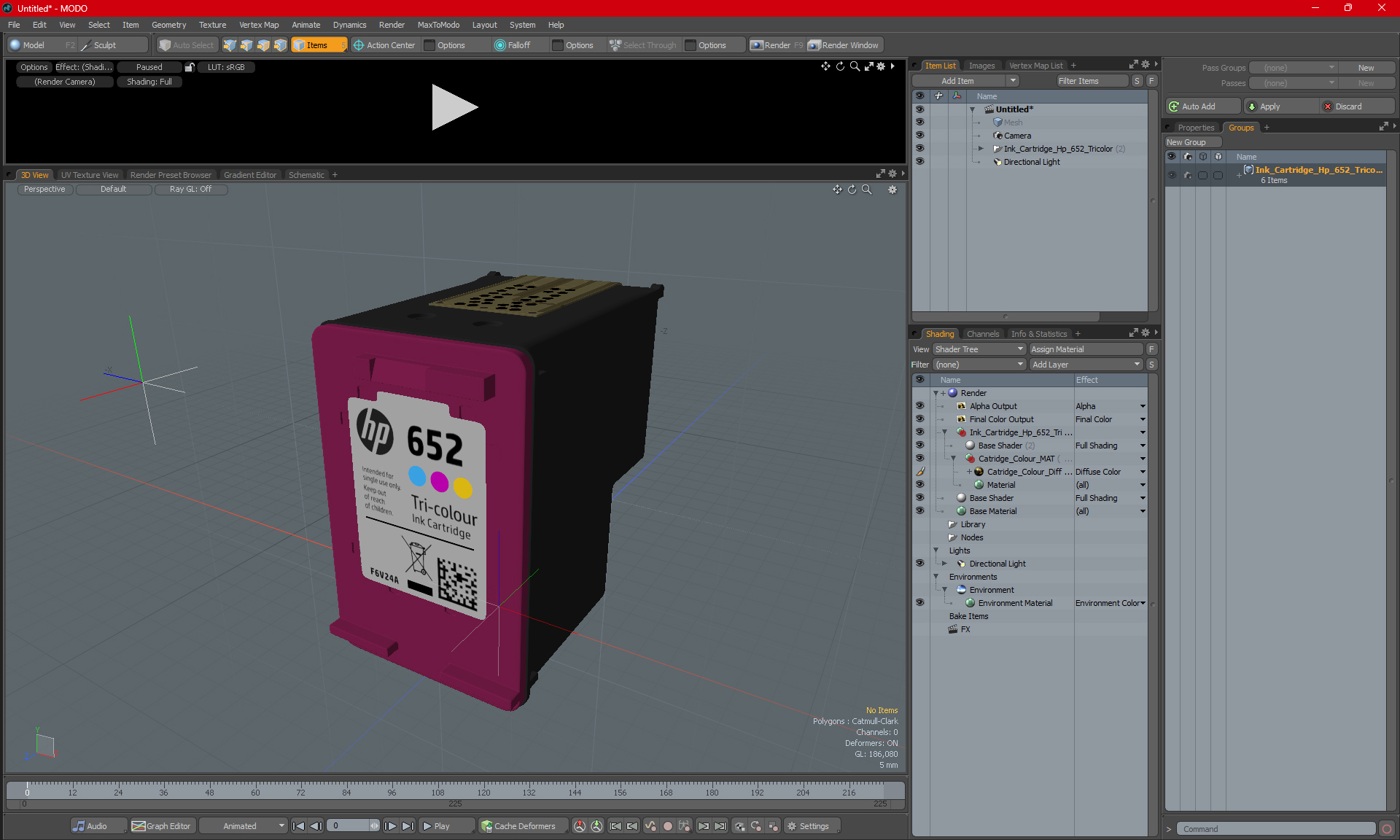 Ink Cartridge Hp 652 Tricolor 3D model