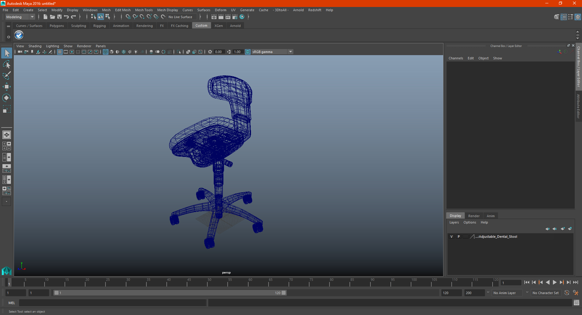 3D Adjustable Dental Stool model