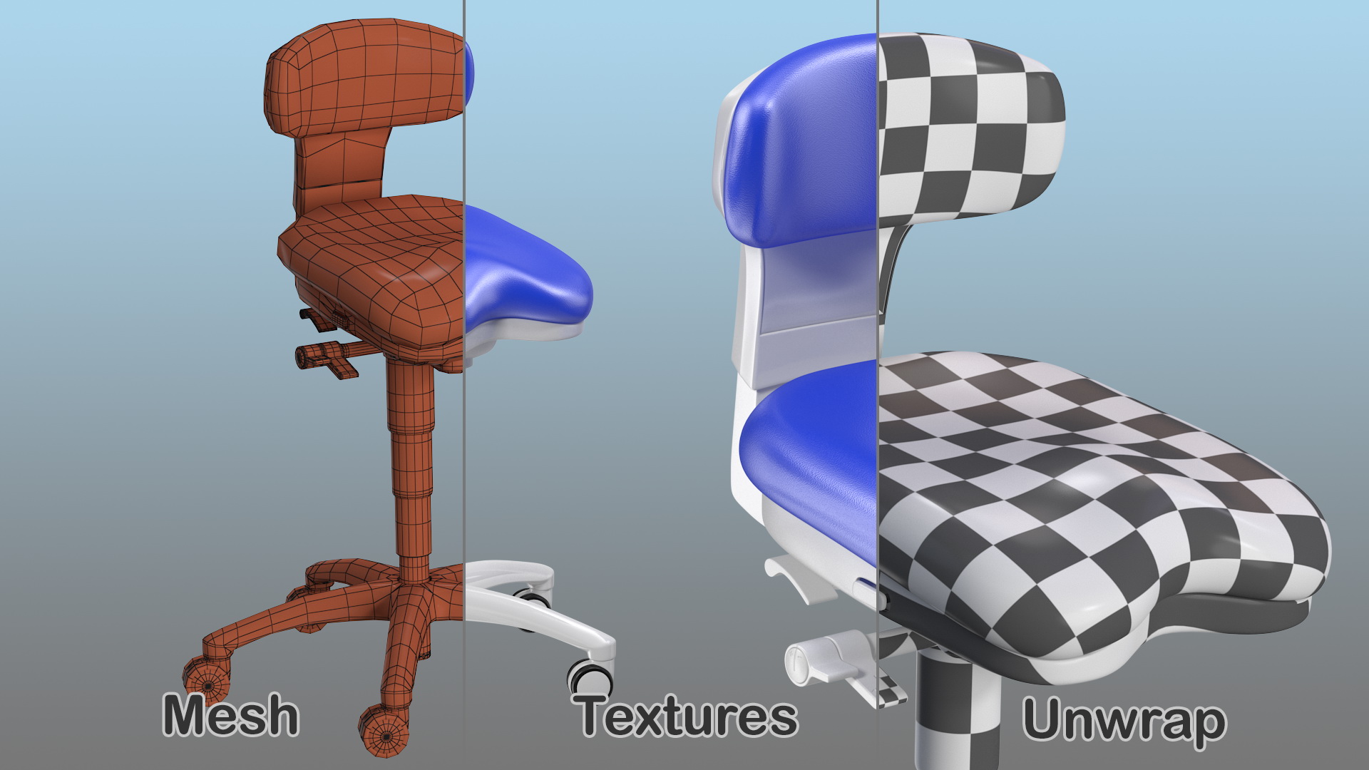 3D Adjustable Dental Stool model