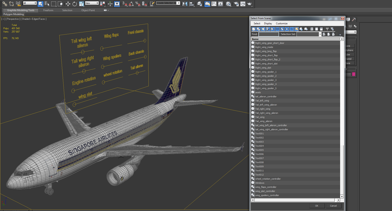 3D Airbus A310 300 Singapore Airlines Rigged