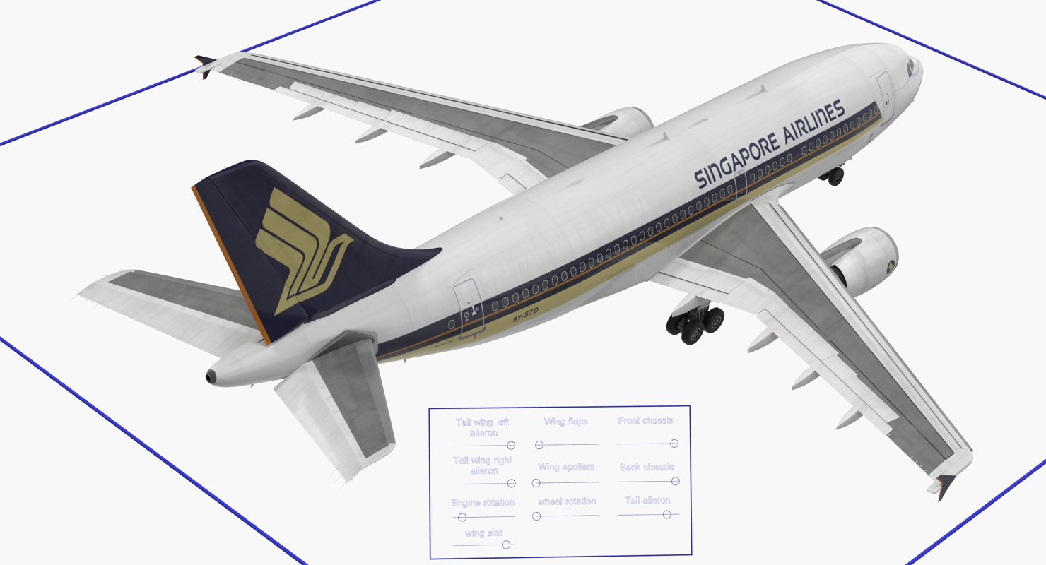 3D Airbus A310 300 Singapore Airlines Rigged
