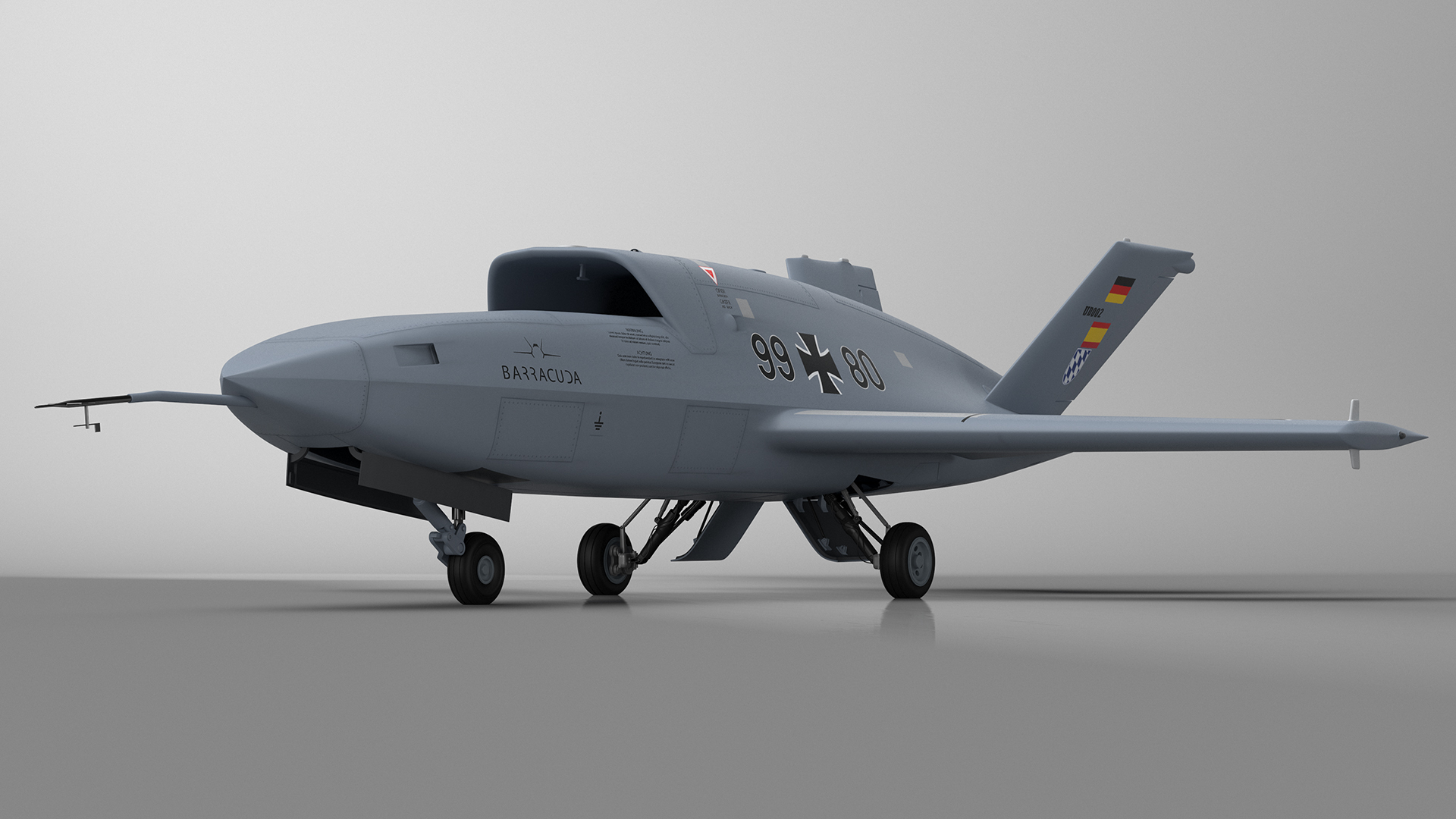 3D Jet Powered UAV EADS Barracuda Rigged for Cinema 4D