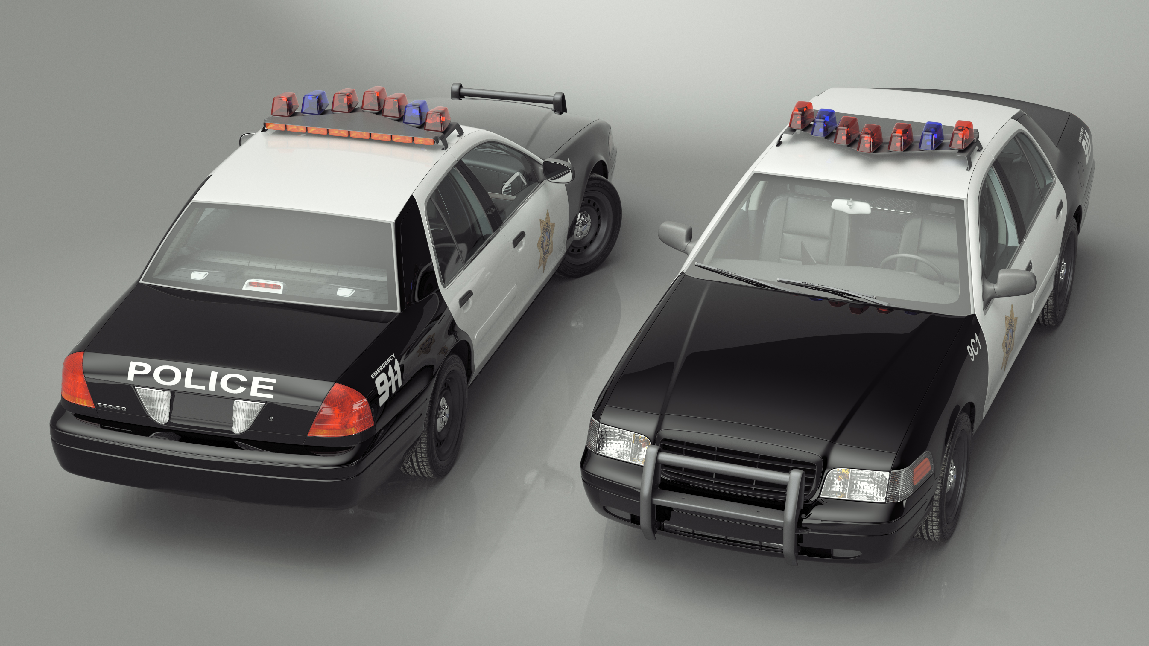 3D model Police Interceptor Sedan Ford Crown Victoria Rigged for Cinema 4D