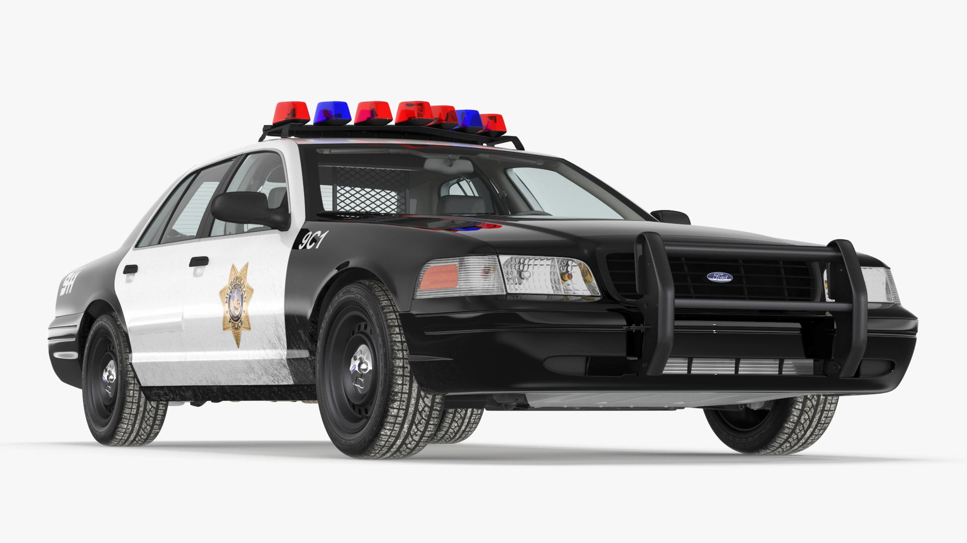 3D model Police Interceptor Sedan Ford Crown Victoria Rigged for Cinema 4D